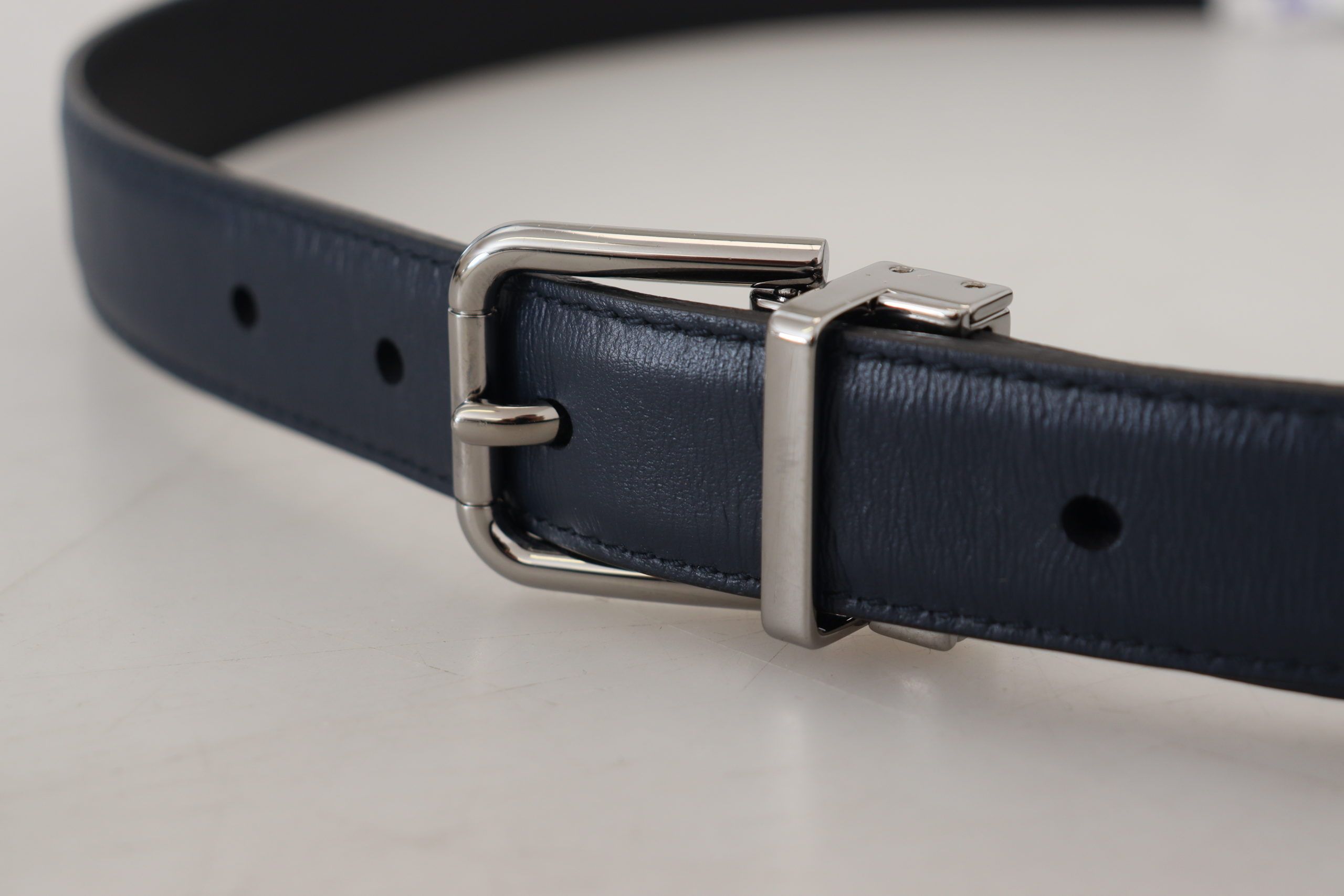 Dolce &amp; Gabbana Ceinture élégante en cuir de veau bleu