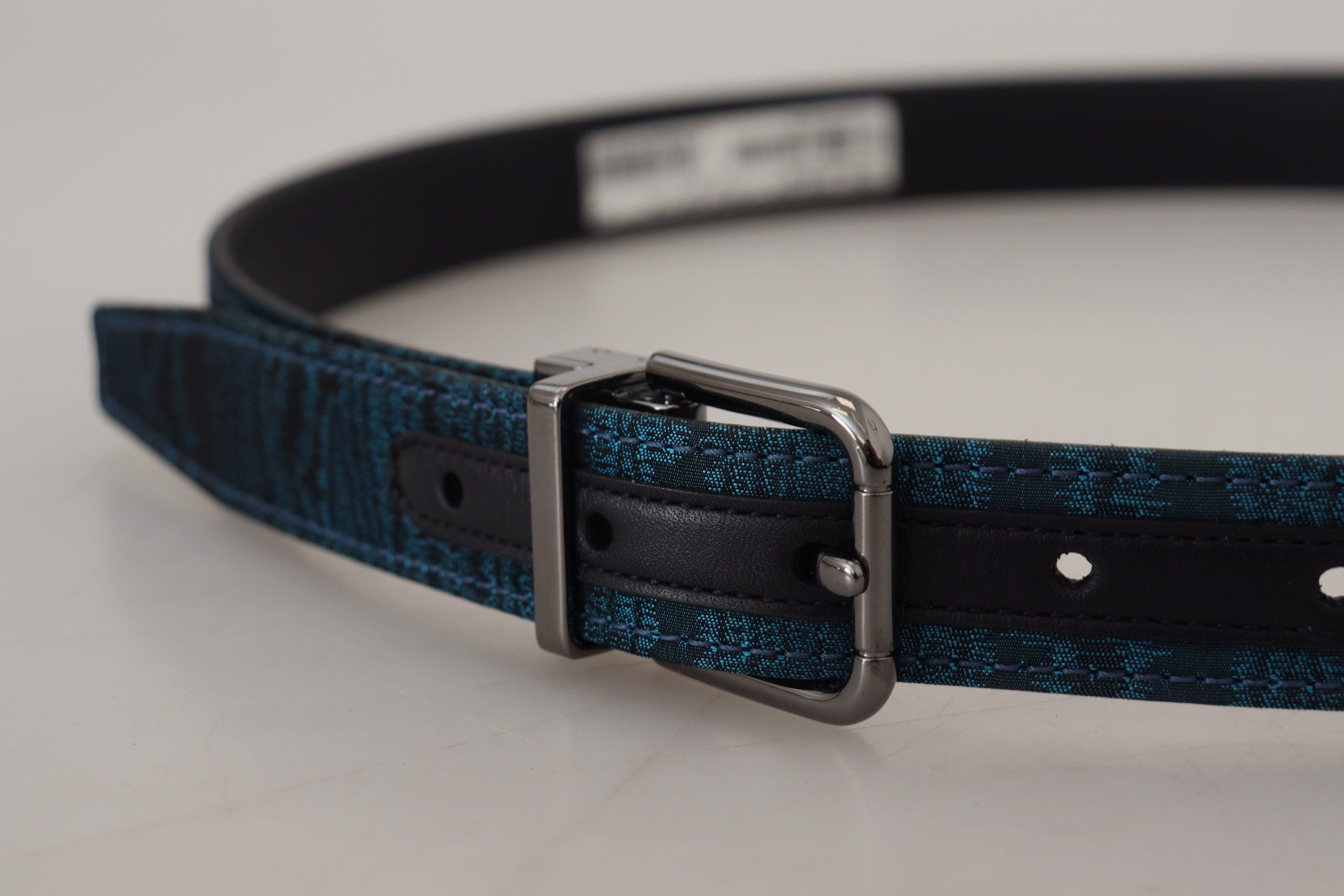 Dolce &amp; Gabbana Ceinture de créateur en jacquard bleu élégant