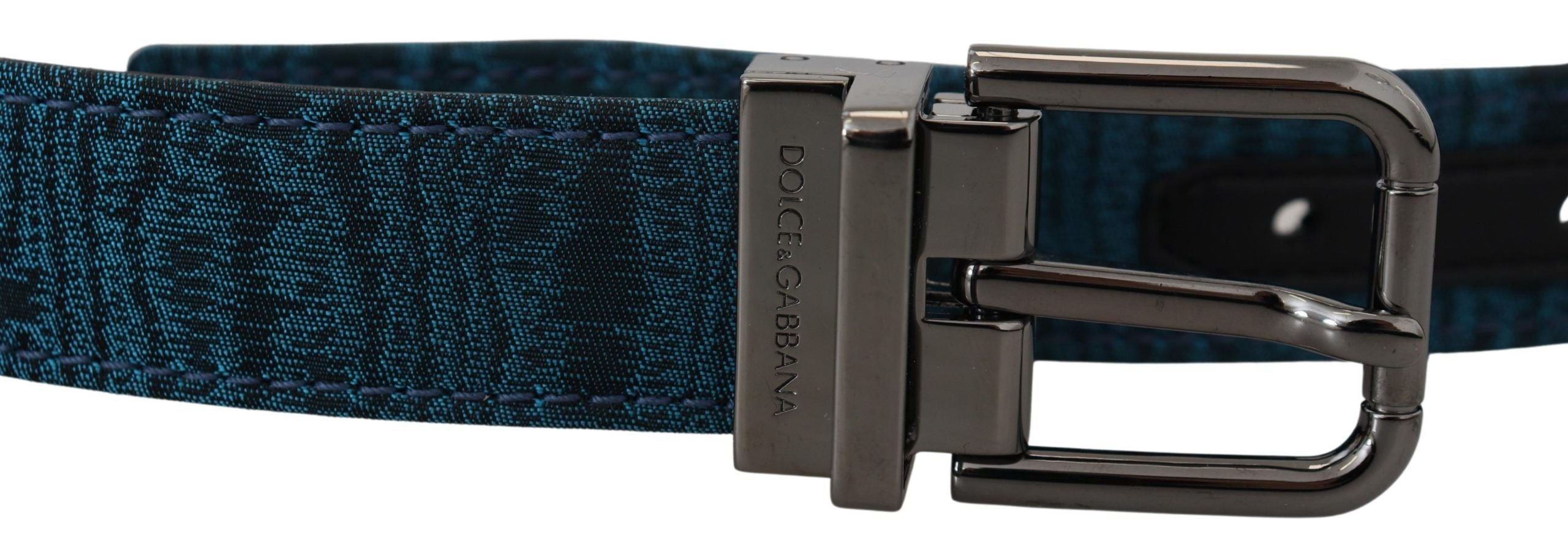 Dolce &amp; Gabbana Ceinture de créateur en jacquard bleu élégant