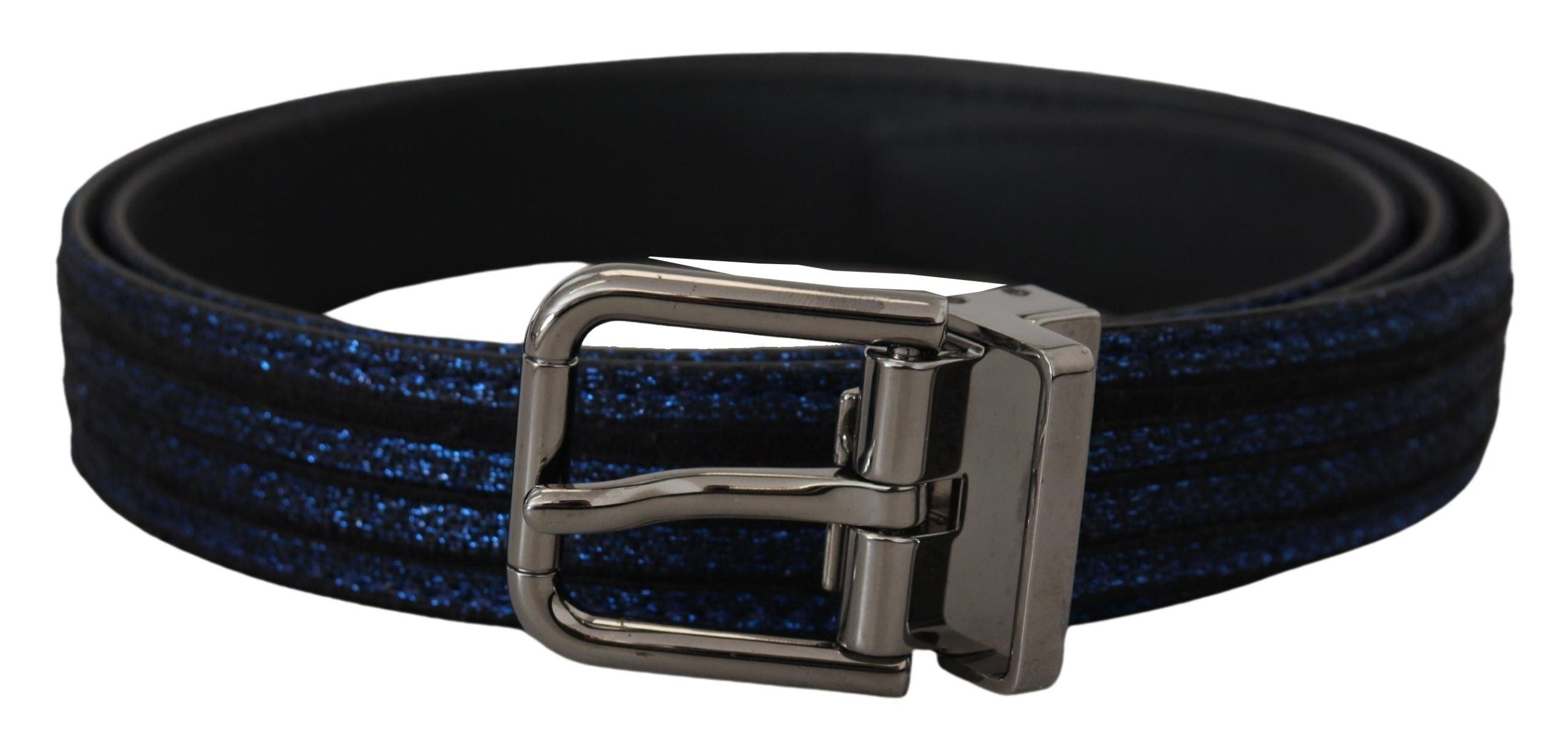 Dolce &amp; Gabbana Ceinture élégante en cuir jacquard bleu