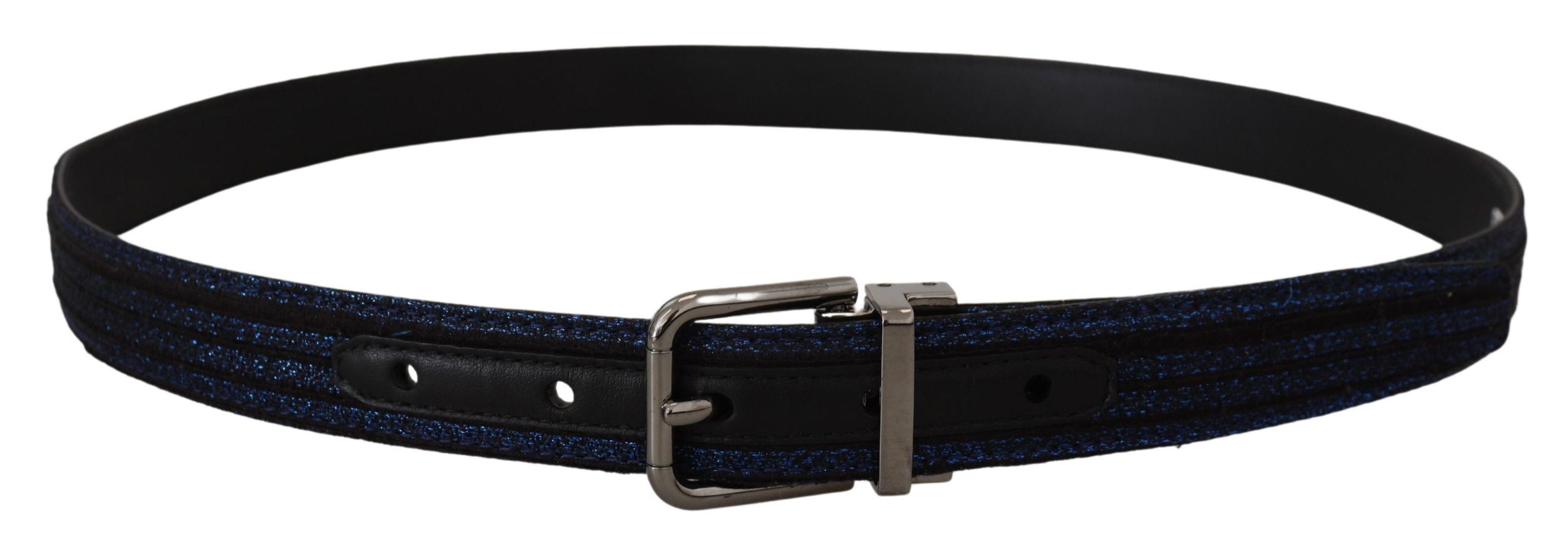 Dolce &amp; Gabbana Ceinture élégante en cuir jacquard bleu