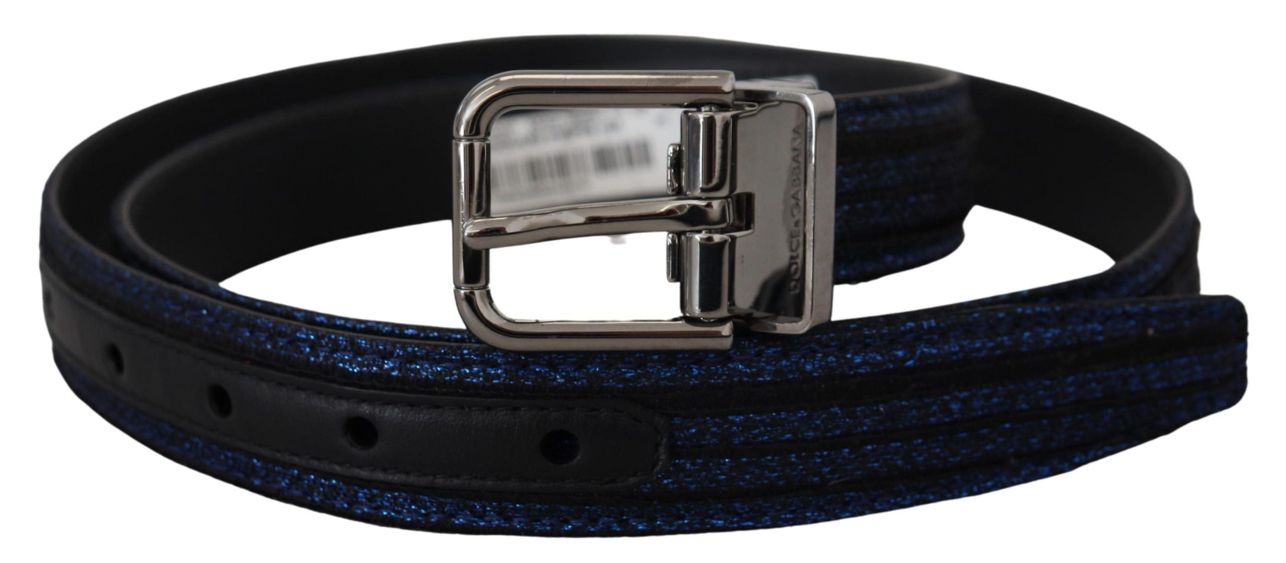 Dolce &amp; Gabbana Ceinture élégante en cuir jacquard bleu