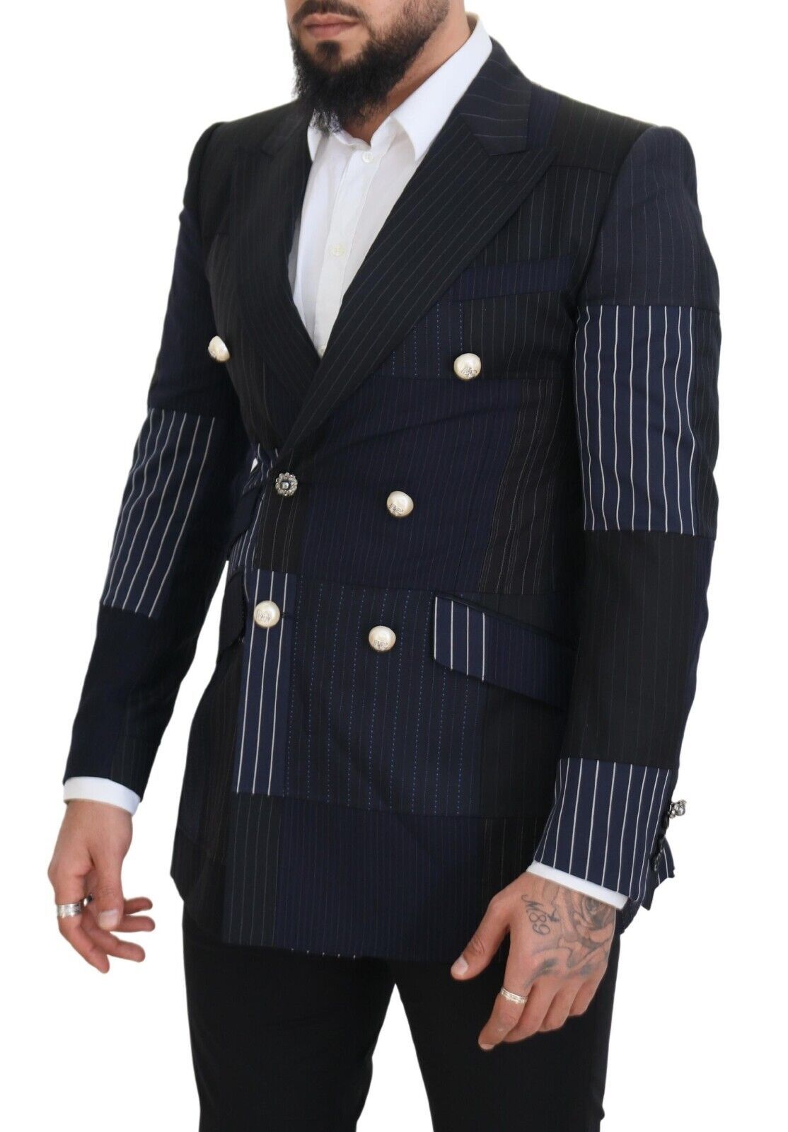 Dolce &amp; Gabbana Blazer élégant en laine à double boutonnage bleu marine