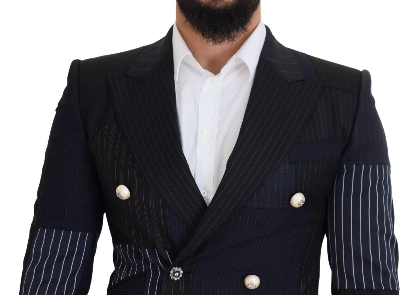 Dolce &amp; Gabbana Blazer élégant en laine à double boutonnage bleu marine