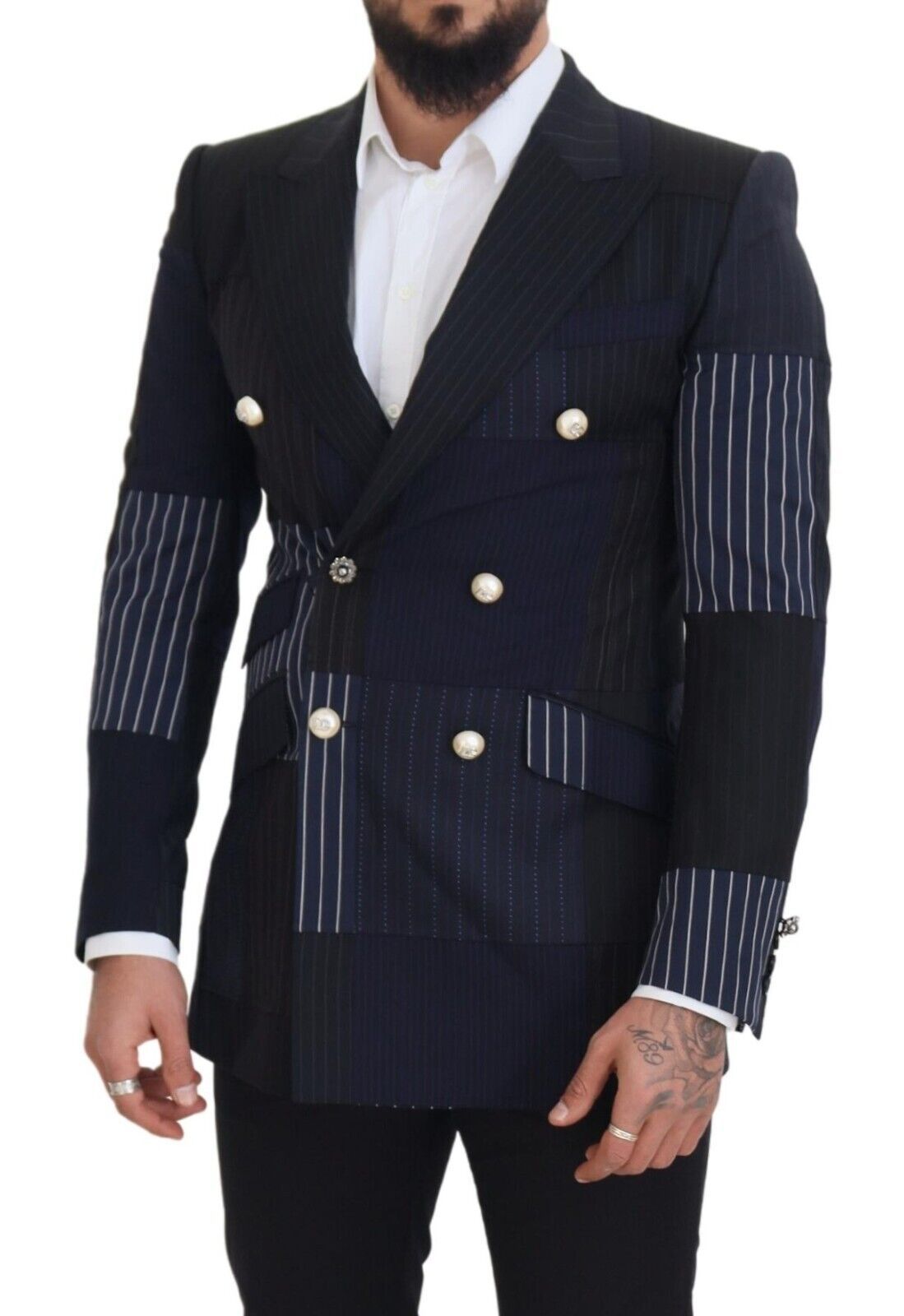 Dolce &amp; Gabbana Blazer élégant en laine à double boutonnage bleu marine