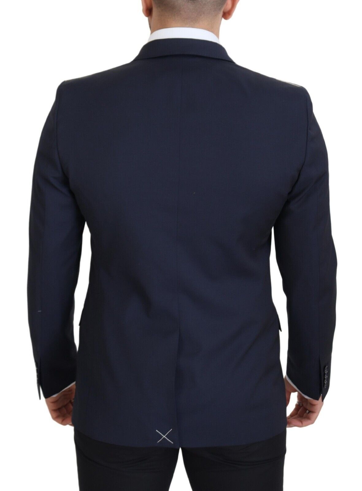 Dolce &amp; Gabbana Élégant Blazer En Laine Coupe Slim Bleu Foncé