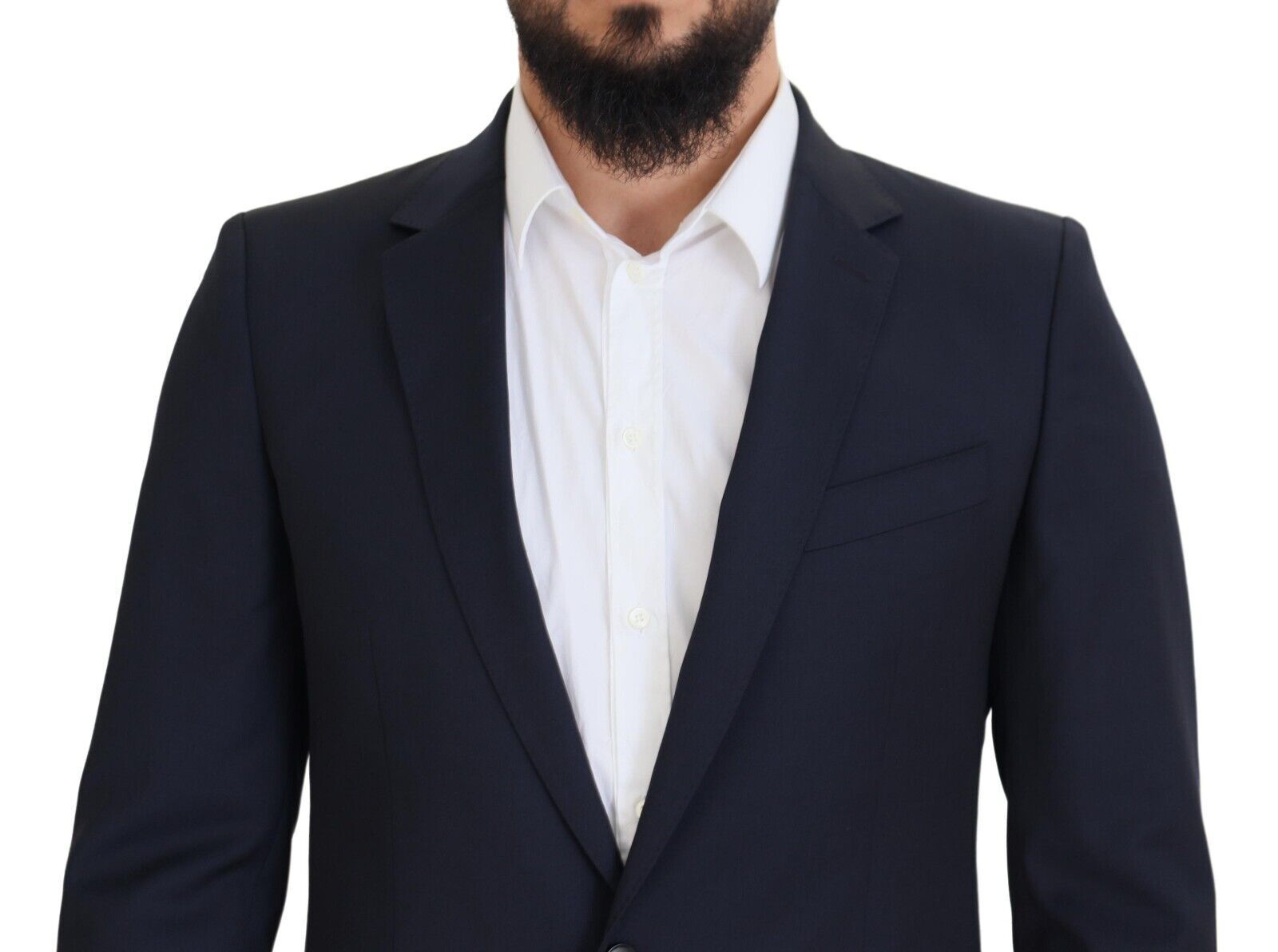 Dolce &amp; Gabbana Élégant Blazer En Laine Coupe Slim Bleu Foncé