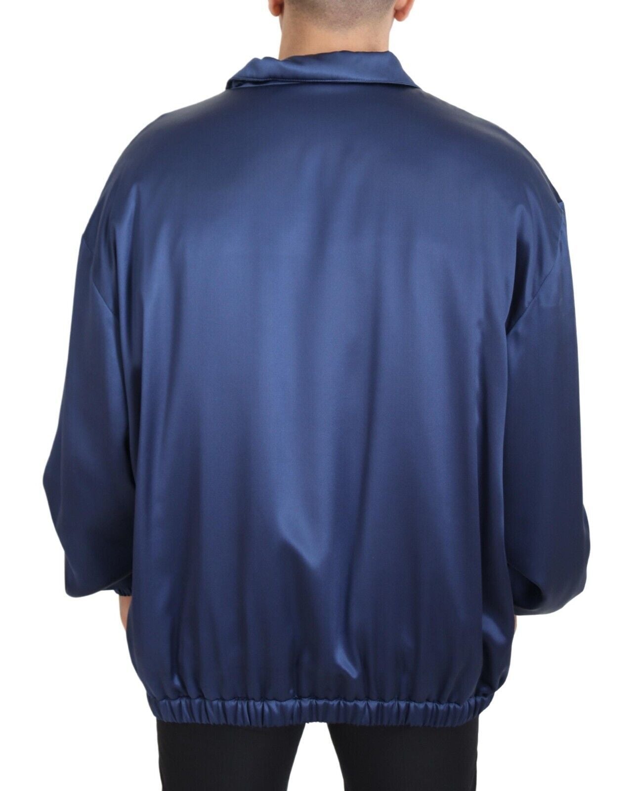 Dolce &amp; Gabbana Blouson aviateur en soie bleu Regal