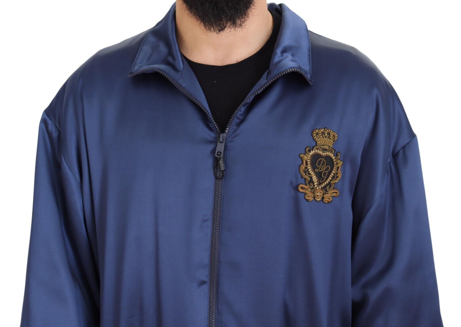 Dolce &amp; Gabbana Blouson aviateur en soie bleu Regal