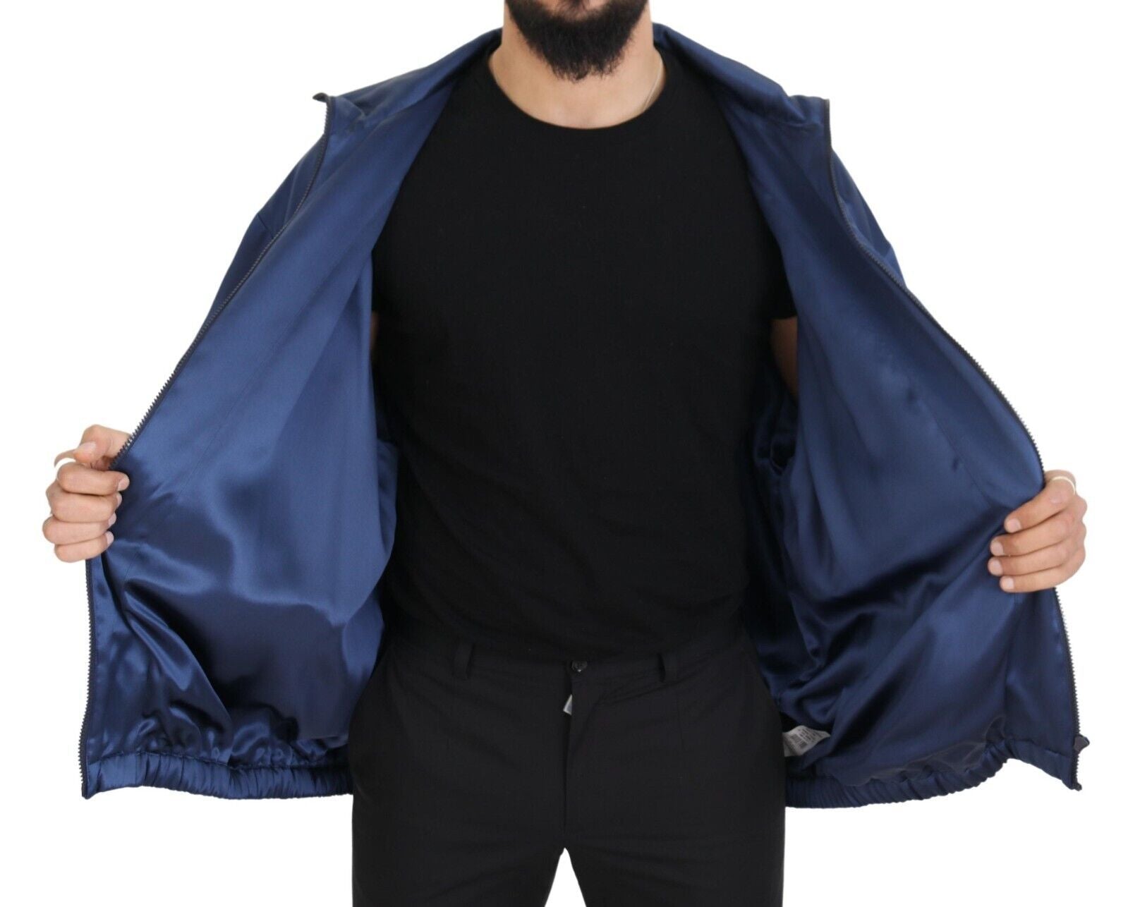 Dolce &amp; Gabbana Blouson aviateur en soie bleu Regal