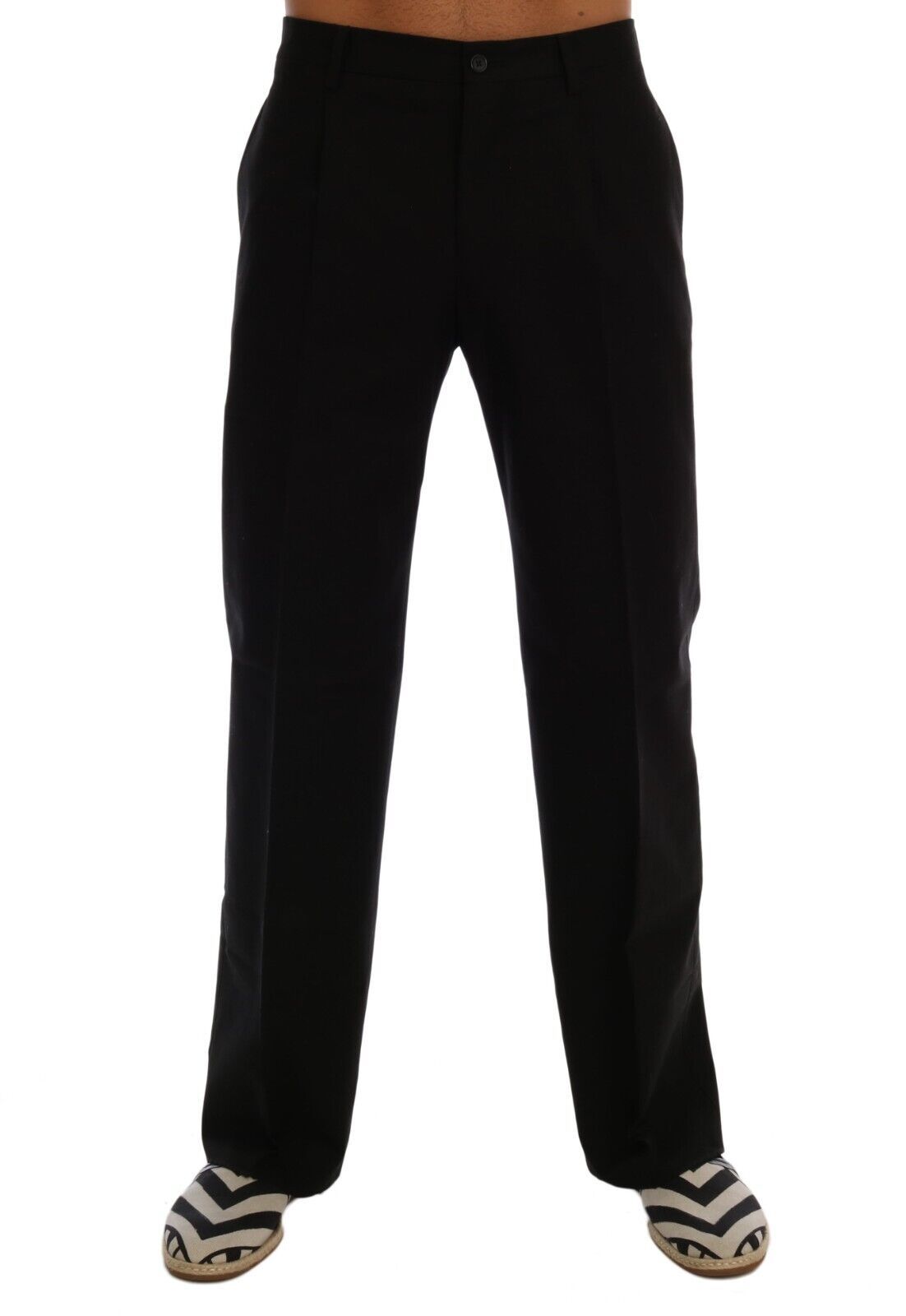 Dolce &amp; Gabbana Pantalon stretch en coton noir élégant