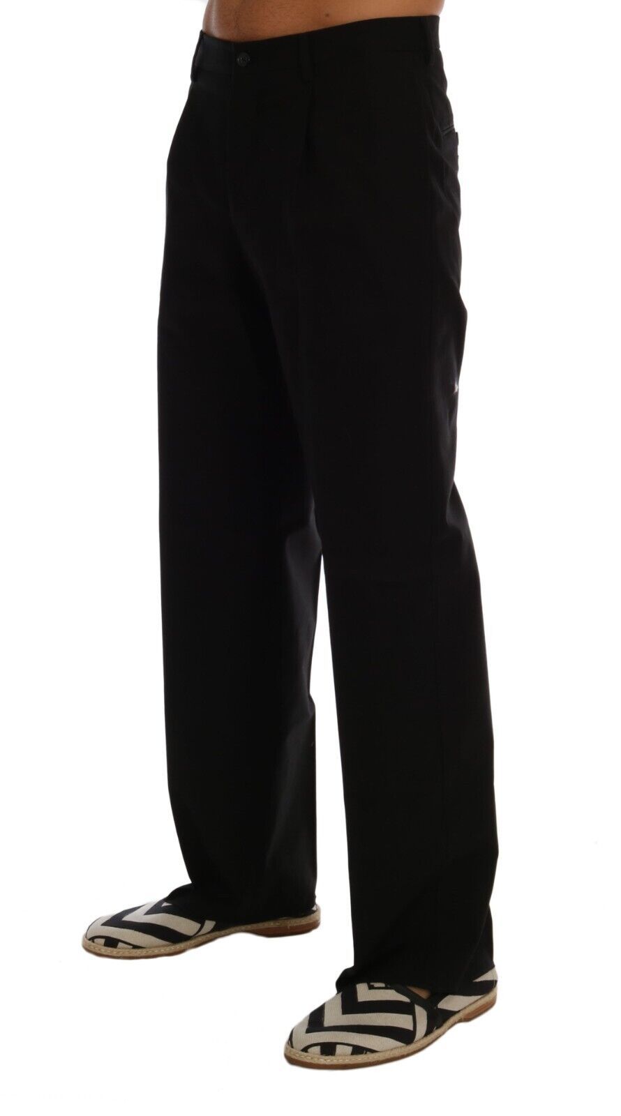 Dolce &amp; Gabbana Pantalon stretch en coton noir élégant