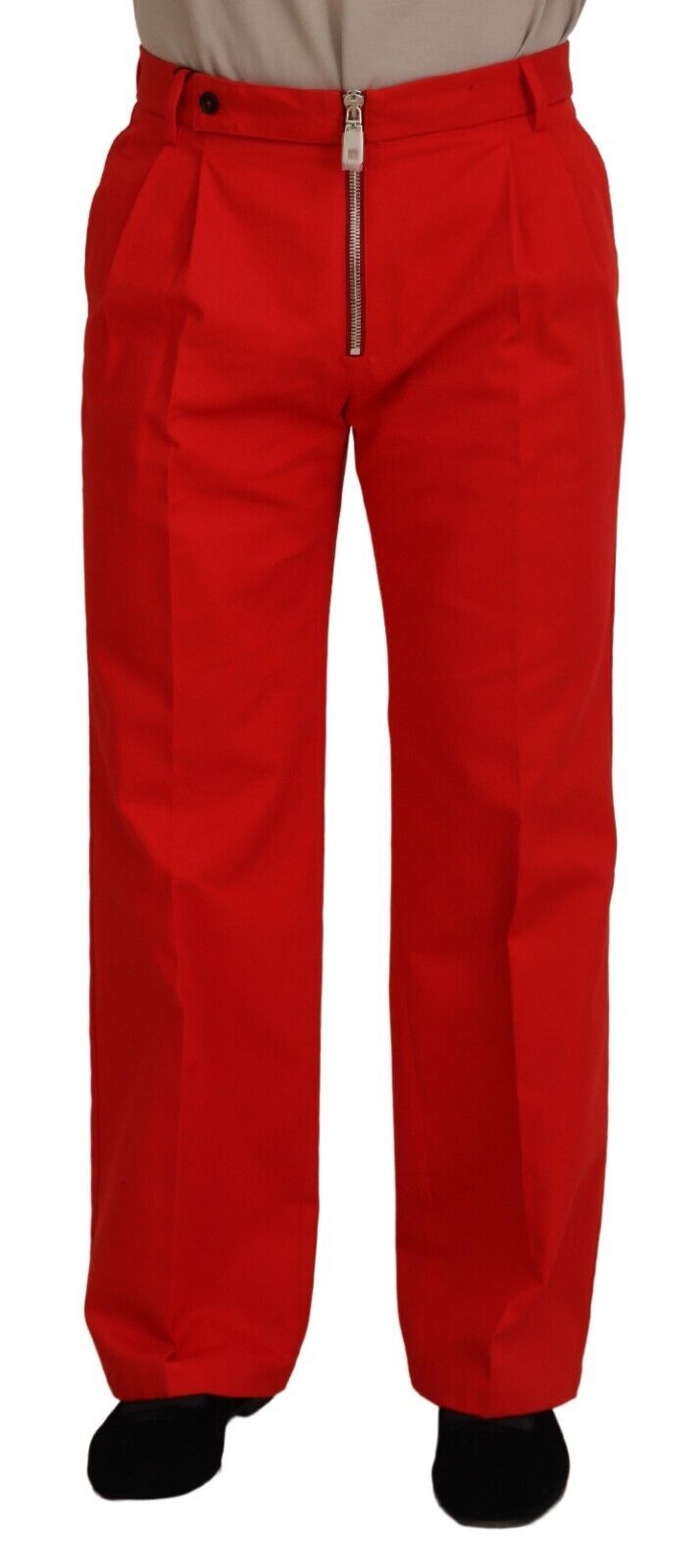 Dolce & Gabbana Pantalon droit rouge en coton pour homme