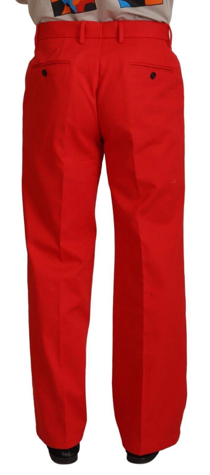 Dolce & Gabbana Pantalon droit rouge en coton pour homme