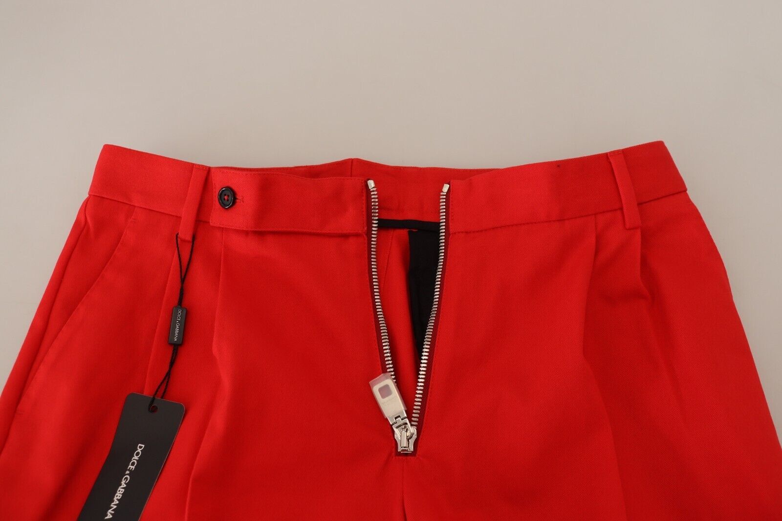 Dolce & Gabbana Pantalon droit rouge en coton pour homme