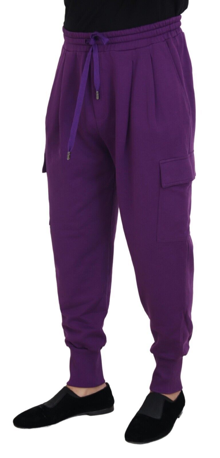 Dolce &amp; Gabbana Pantalon de survêtement cargo en coton violet élégant