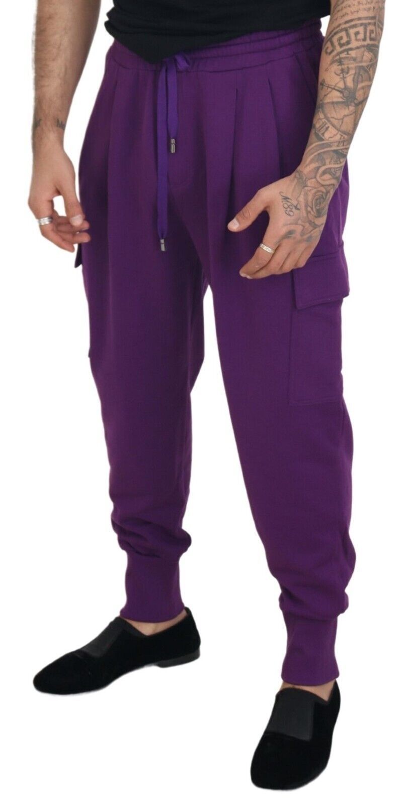 Dolce &amp; Gabbana Pantalon de survêtement cargo en coton violet élégant