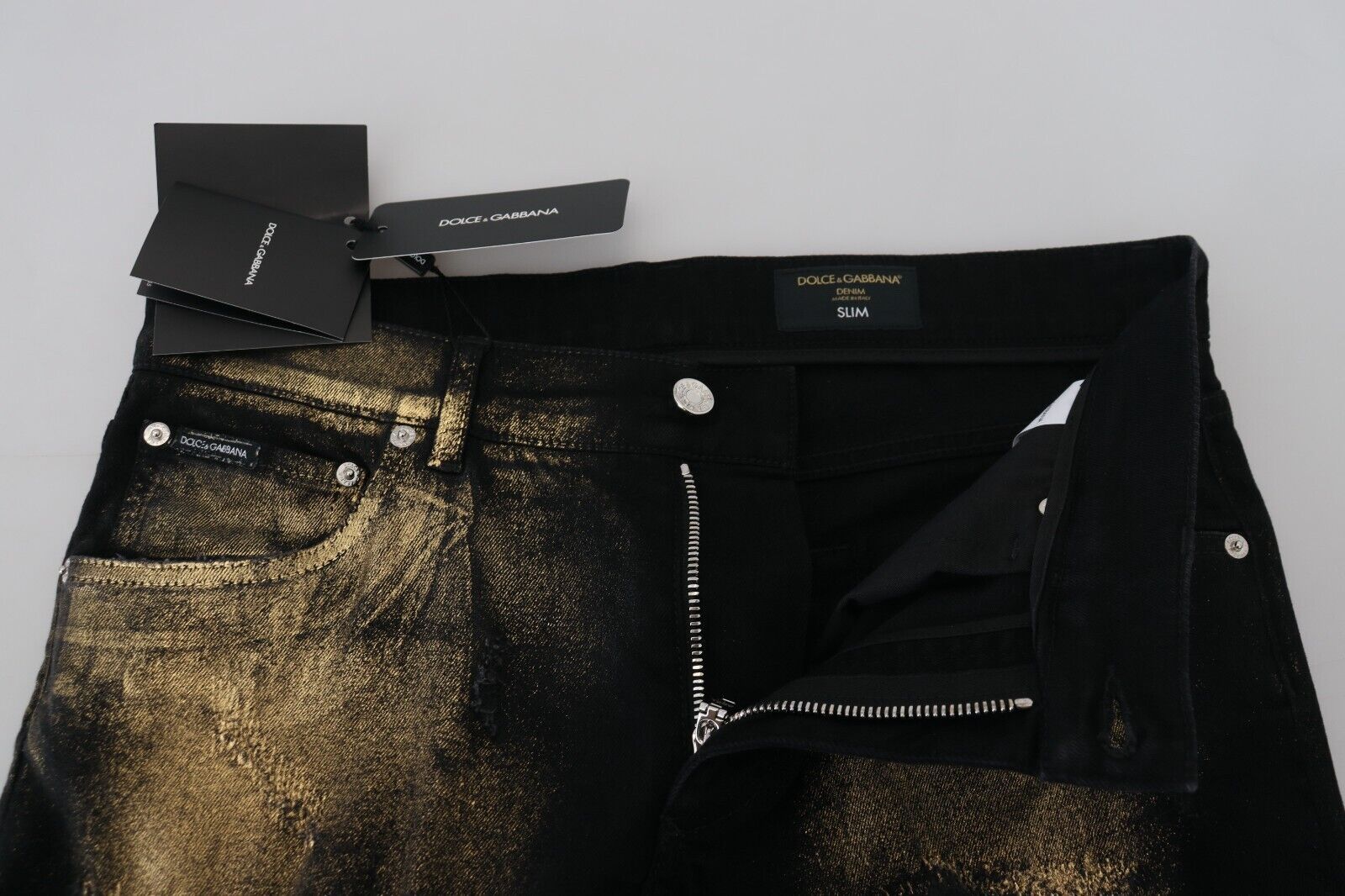 Dolce &amp; Gabbana Jean élégant en poussière d'or noir