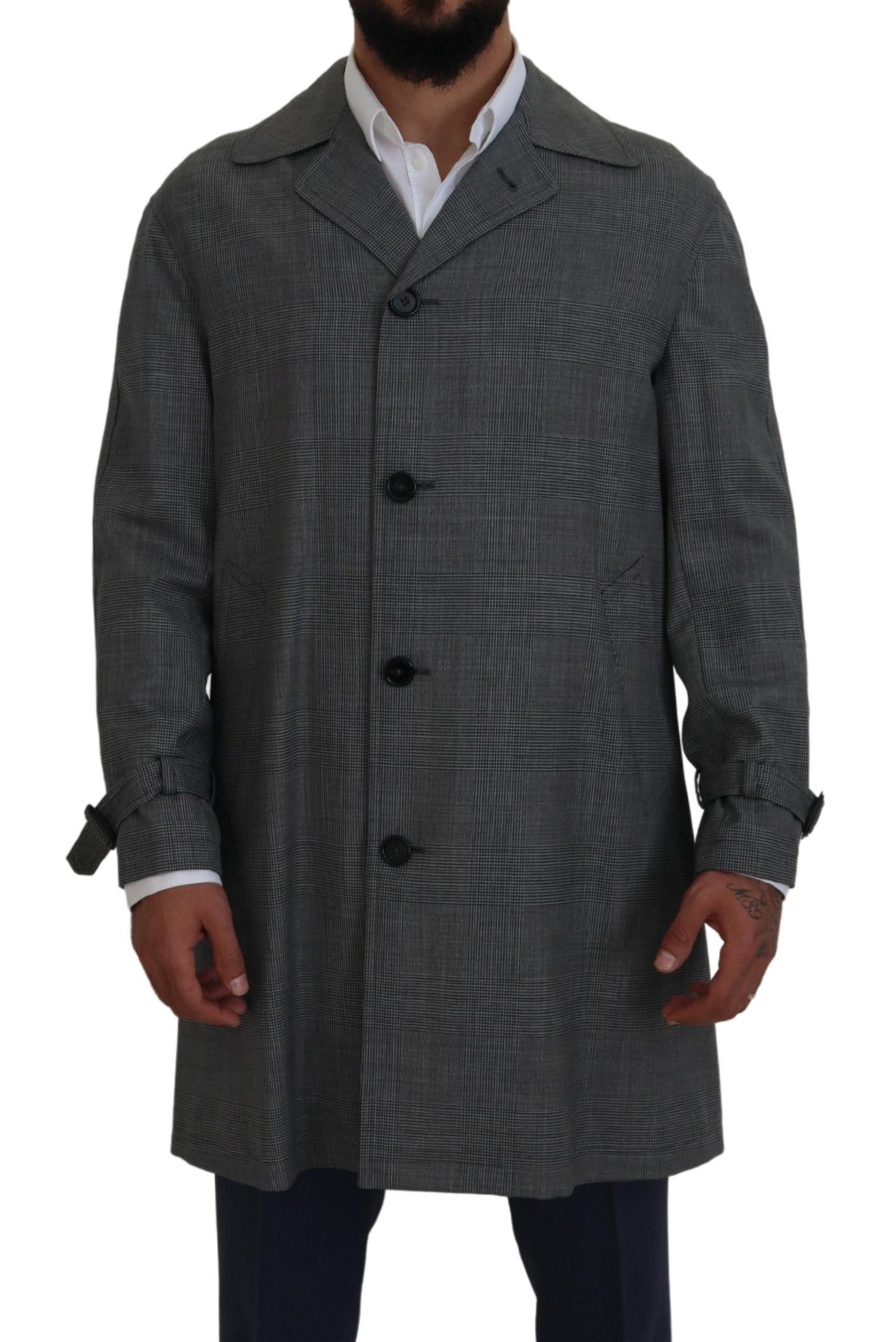 Dolce &amp; Gabbana Trench-coat élégant à carreaux gris