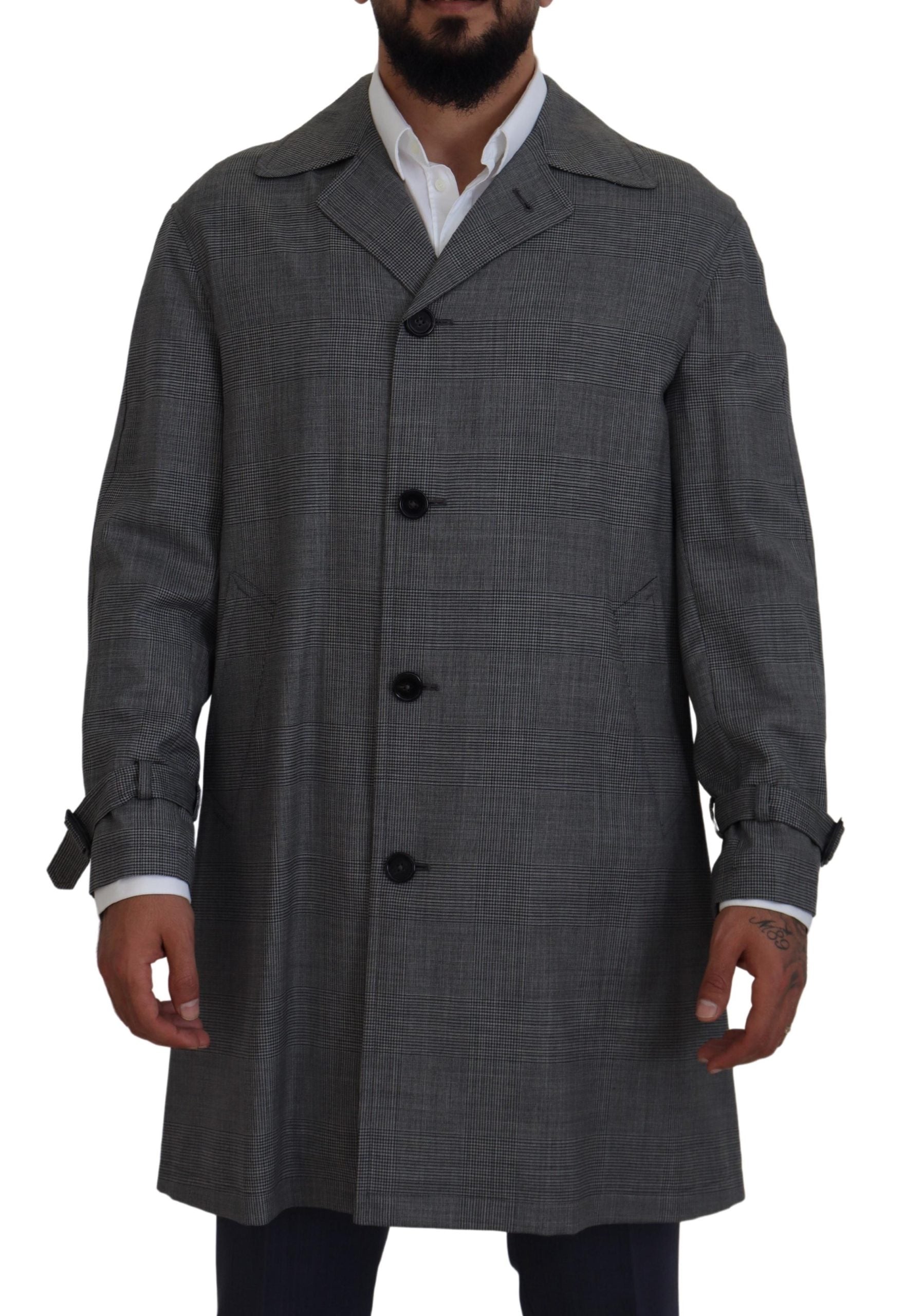 Dolce &amp; Gabbana Trench-coat élégant à carreaux gris