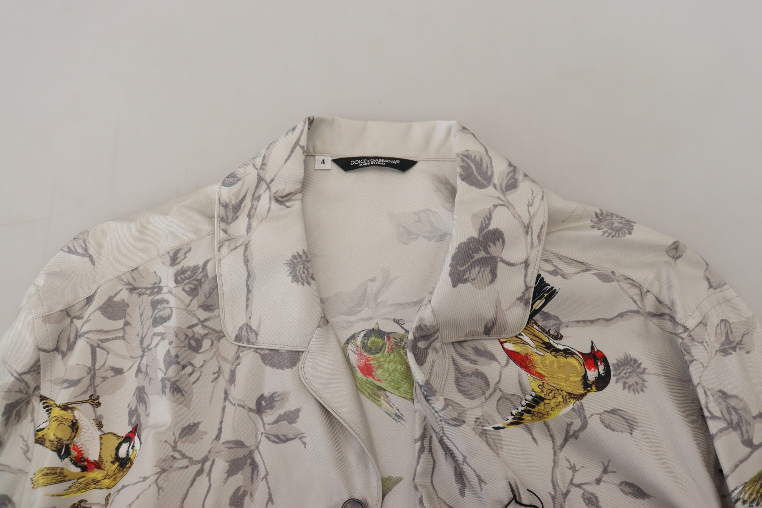 Dolce &amp; Gabbana Chemise décontractée élégante en soie à imprimé oiseau