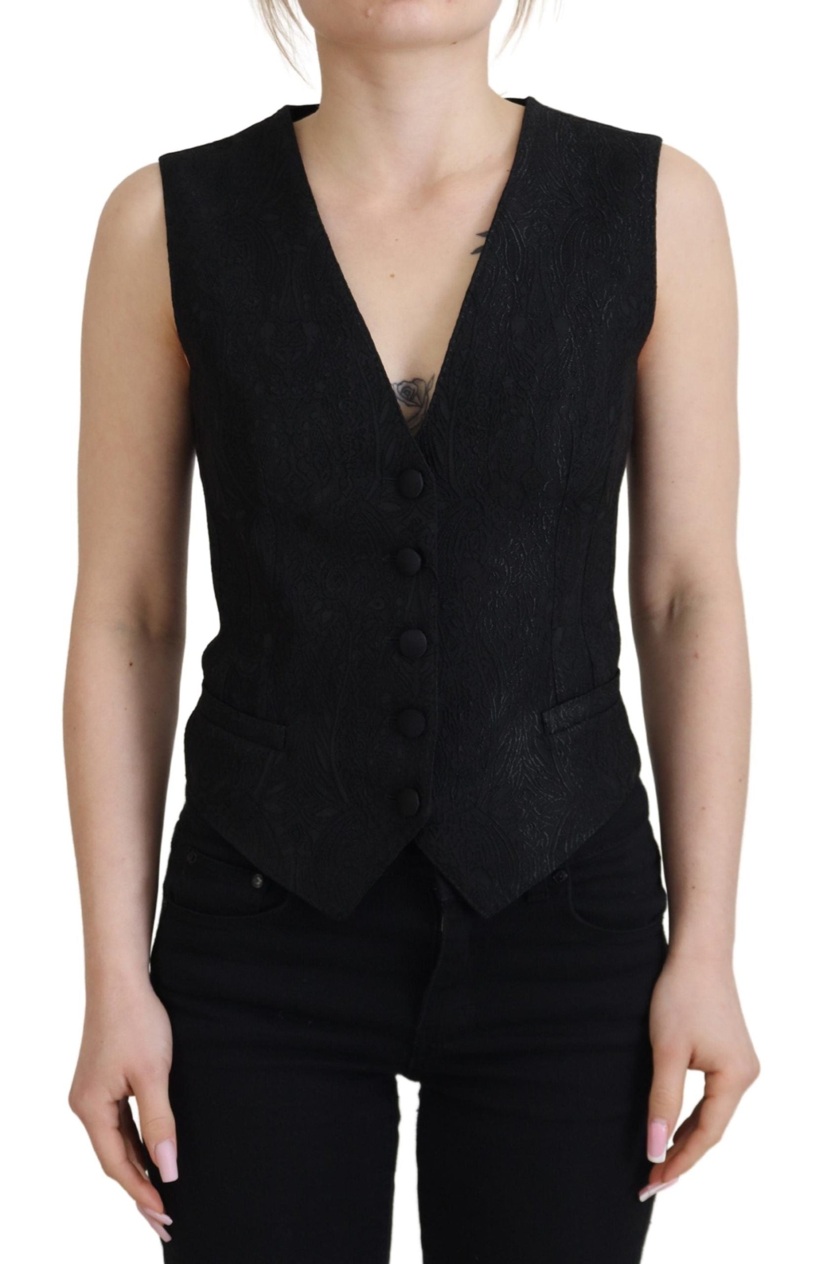 Dolce &amp; Gabbana Gilet élégant en soie mélangée noire