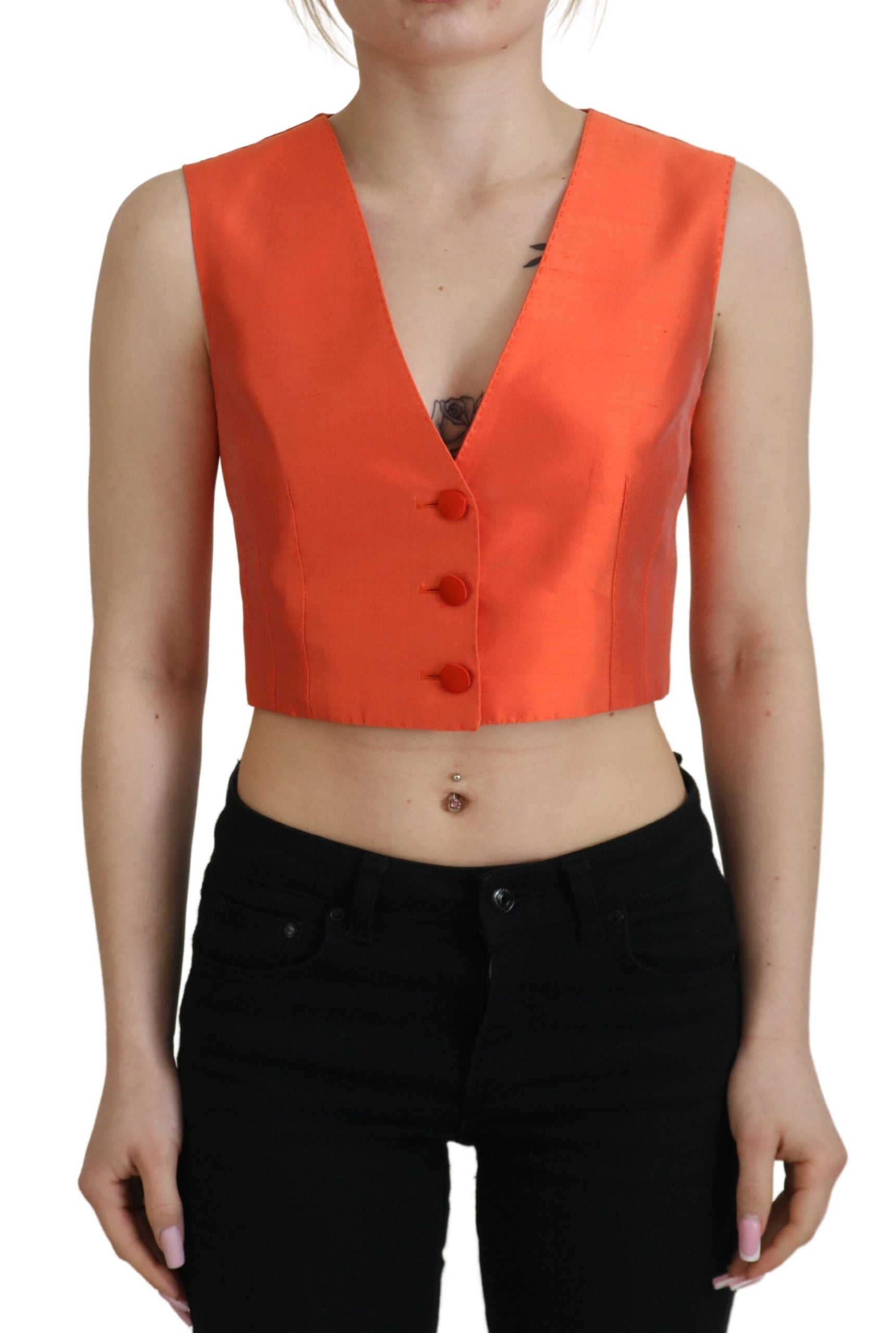 Dolce &amp; Gabbana Gilet élégant en soie orange