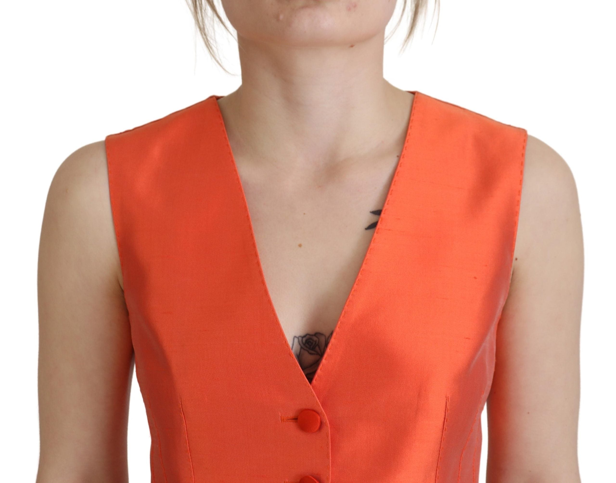 Dolce &amp; Gabbana Gilet élégant en soie orange