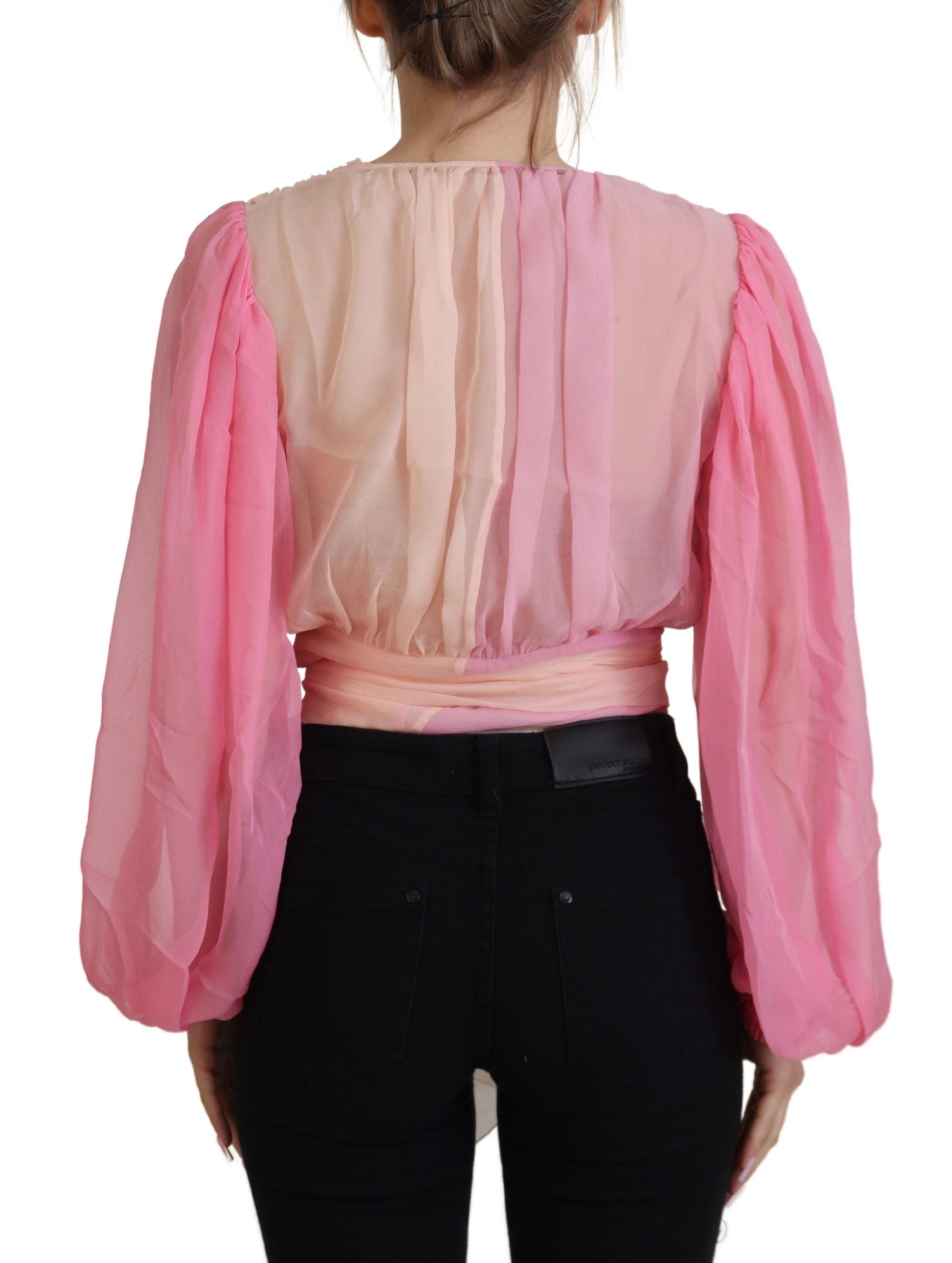 Dolce &amp; Gabbana Blouse cache-cœur en soie à encolure en V en rose