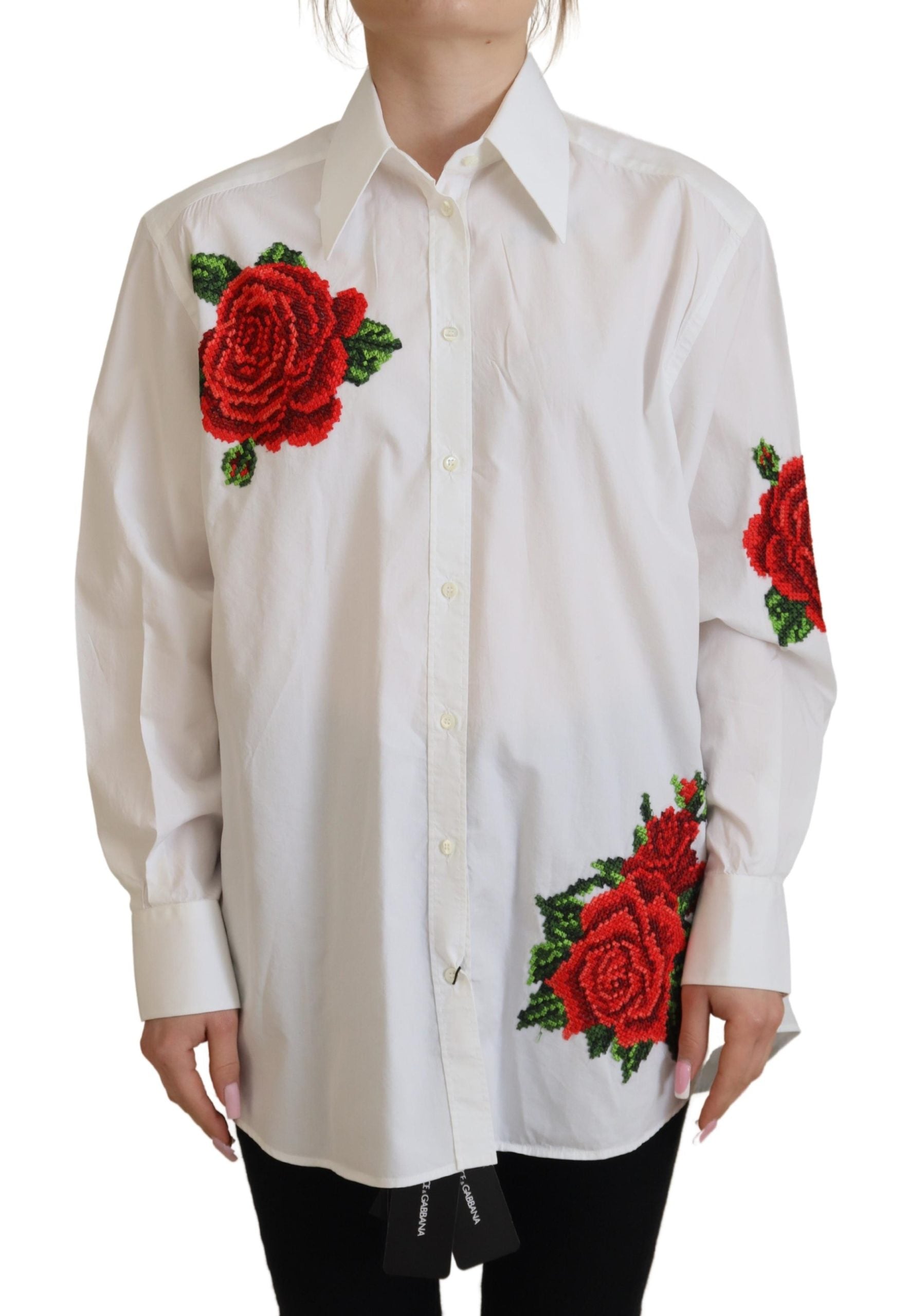 Dolce &amp; Gabbana Chemise élégante en soie mélangée brodée de fleurs