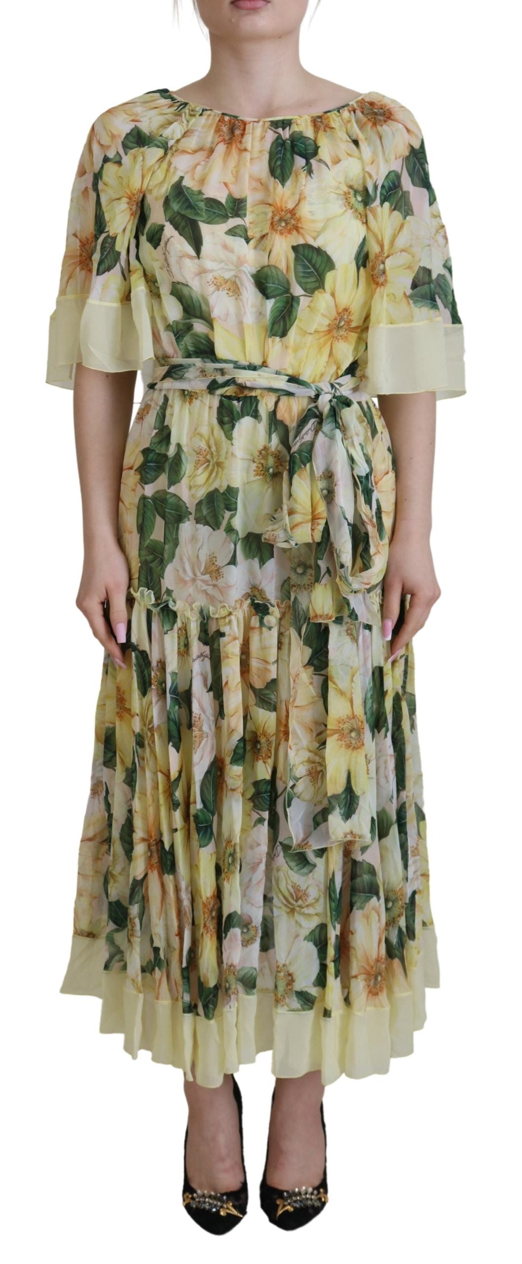 Dolce &amp; Gabbana Robe longue plissée en soie florale