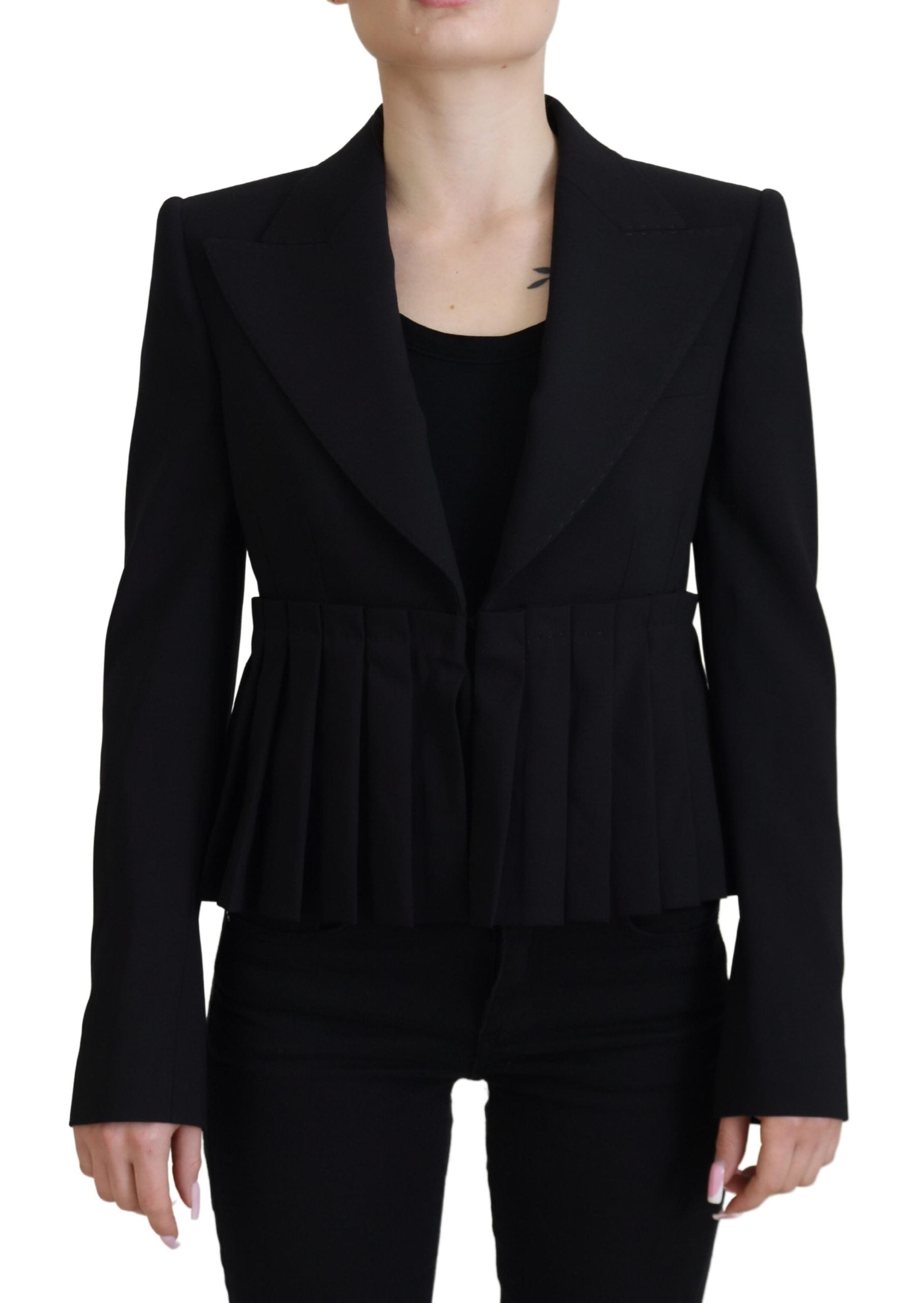 Dolce &amp; Gabbana Blazer élégant en laine stretch noir