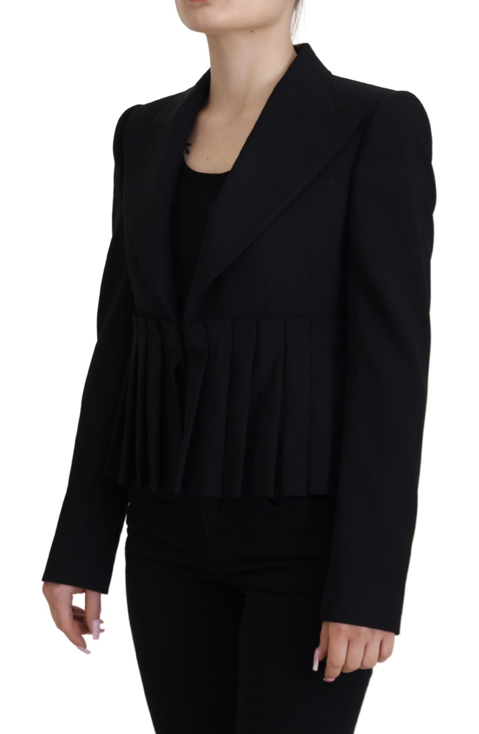 Dolce &amp; Gabbana Blazer élégant en laine stretch noir