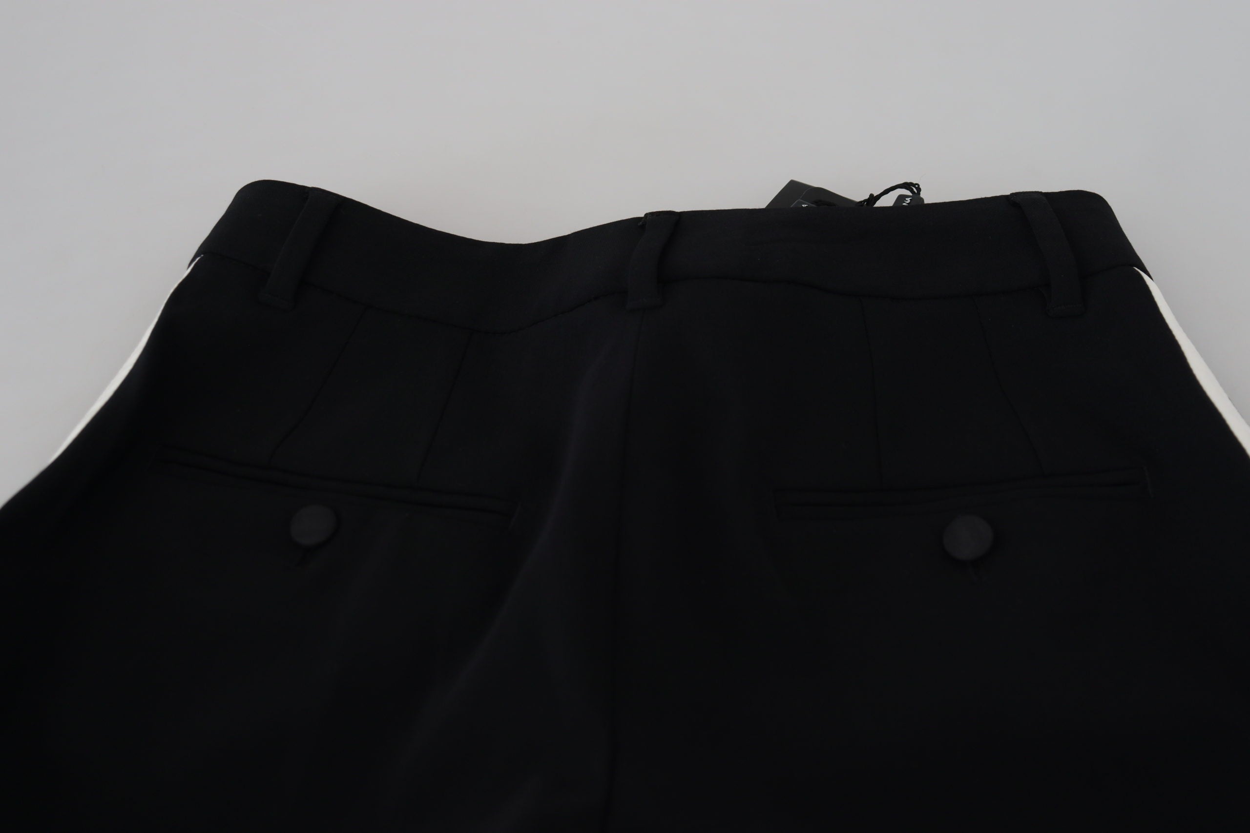 Dolce &amp; Gabbana Pantalon élégant en laine et soie noire