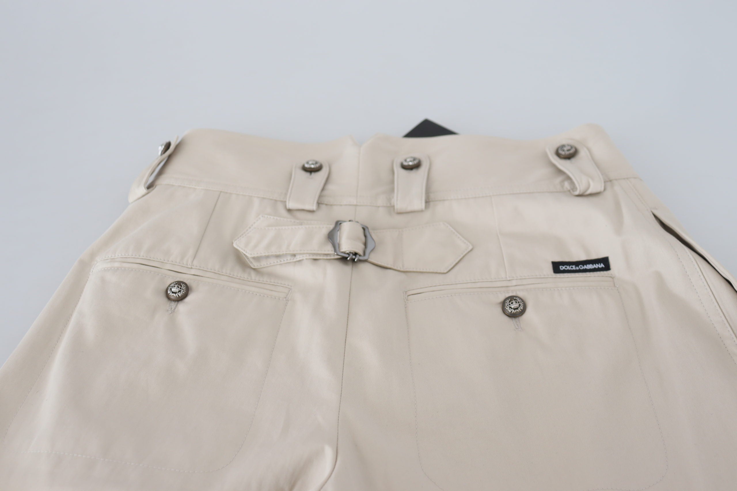 Pantalon en coton beige Dolce &amp; Gabbana Chic pour un confort élégant