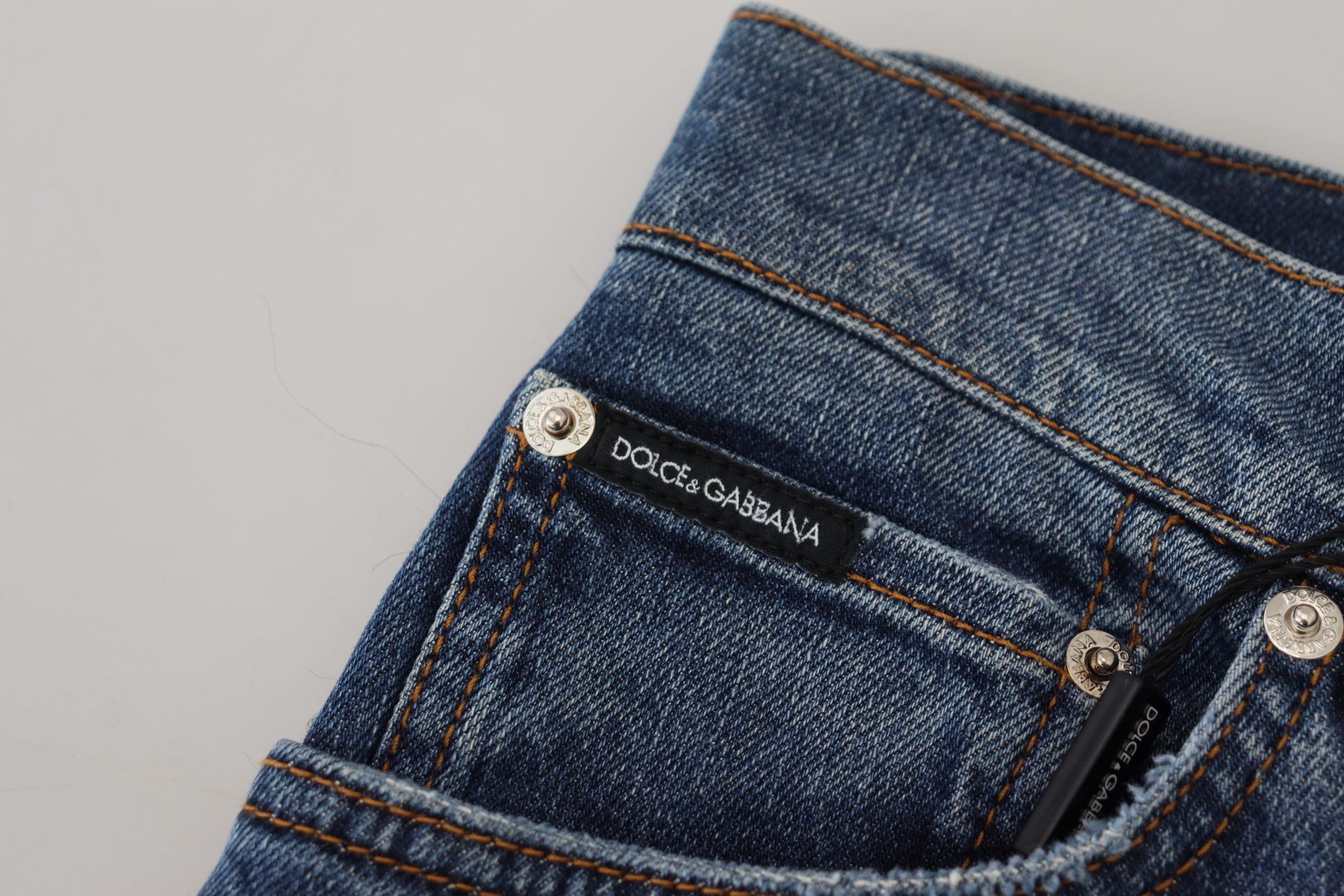 Dolce &amp; Gabbana Pantalon en denim à carreaux Elegance Elevated Back