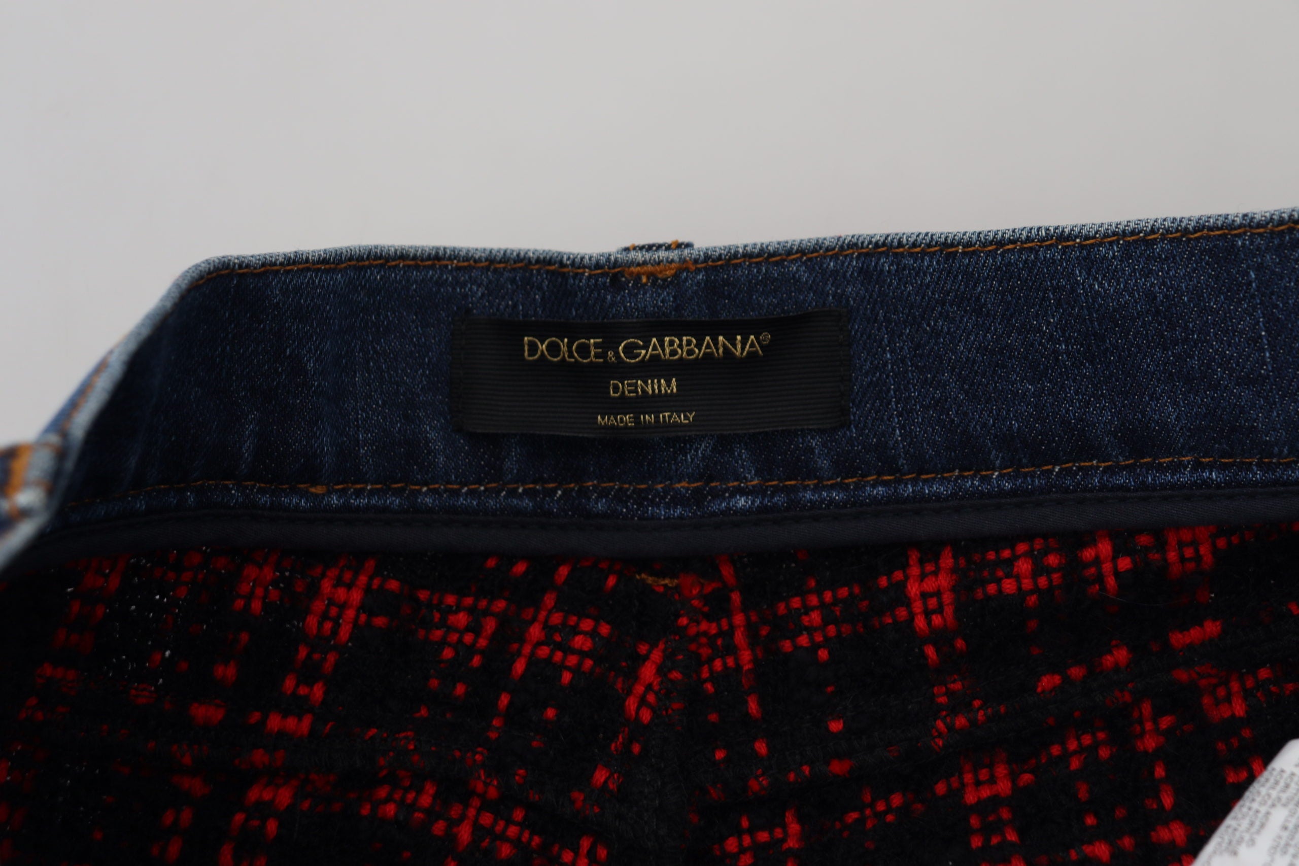 Dolce &amp; Gabbana Pantalon en denim à carreaux Elegance Elevated Back