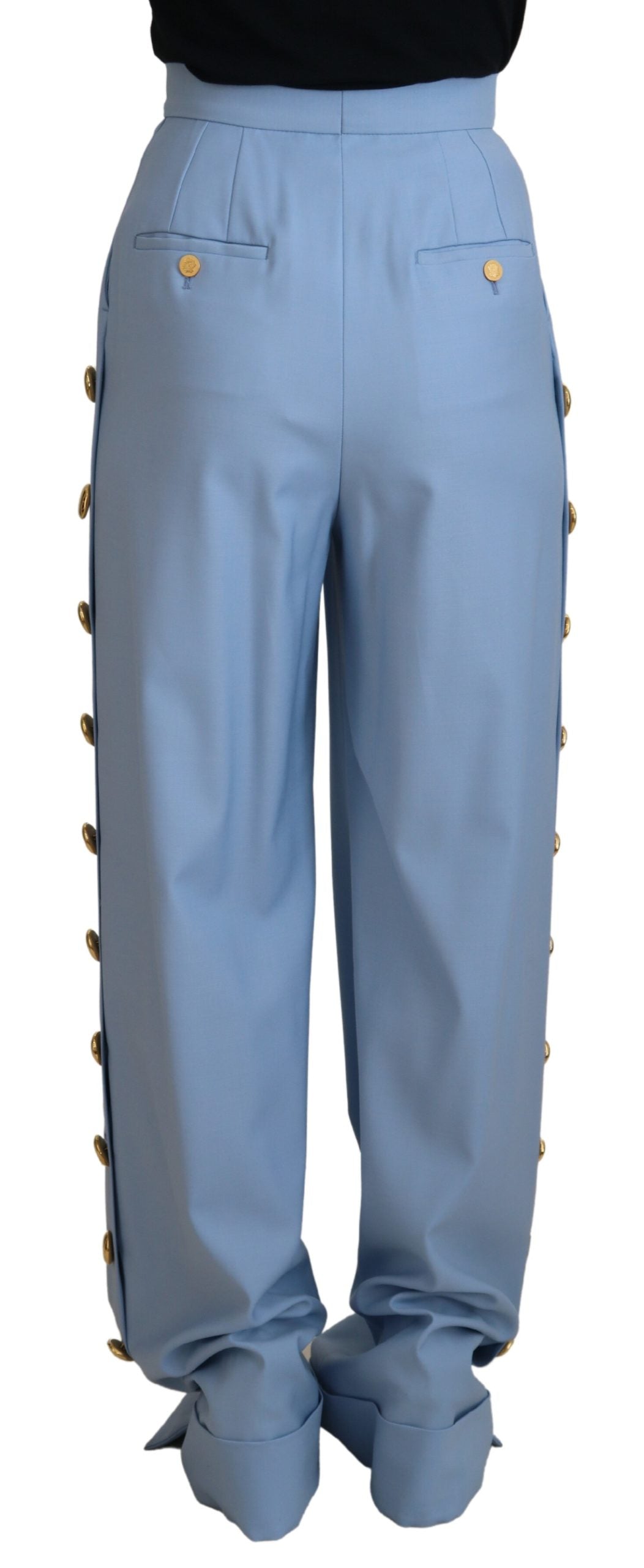 Dolce &amp; Gabbana Pantalon élégant en laine et soie bleu clair