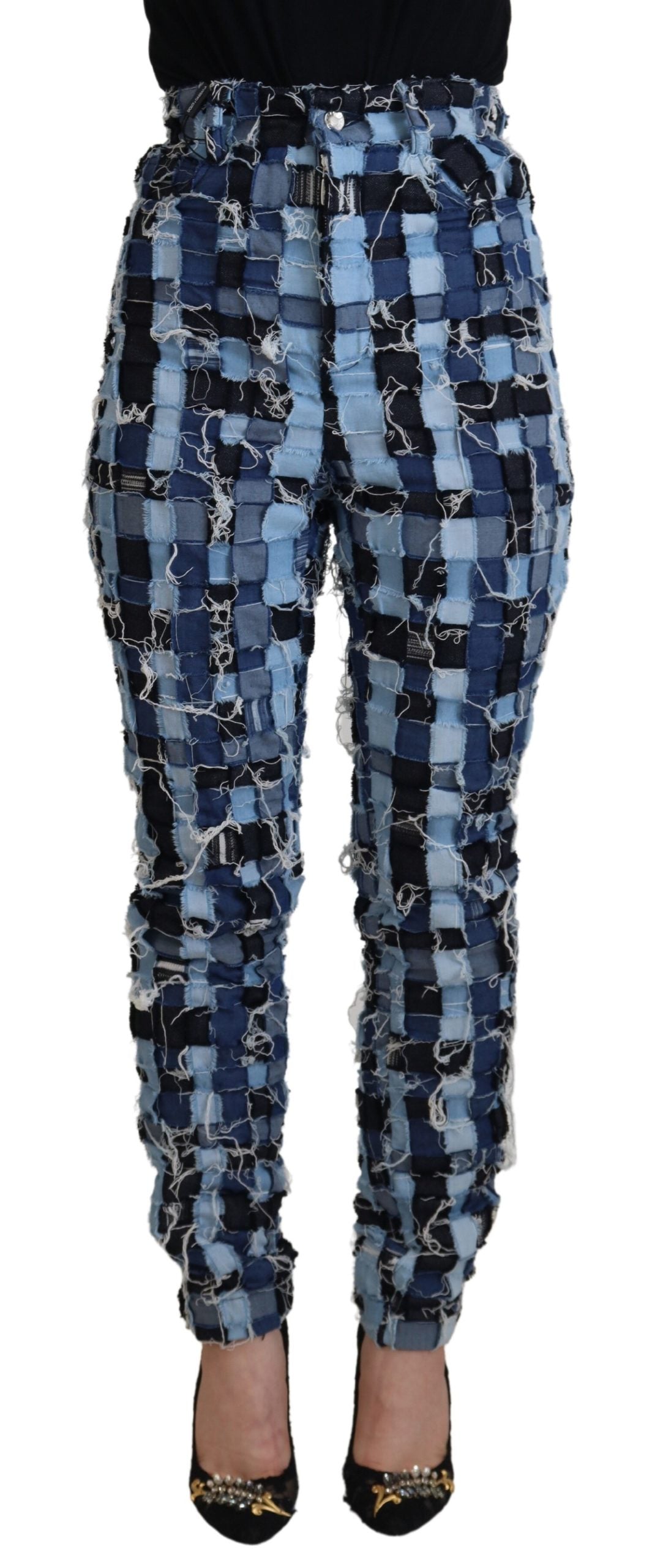 Dolce &amp; Gabbana Jean skinny taille haute patchwork multicolore