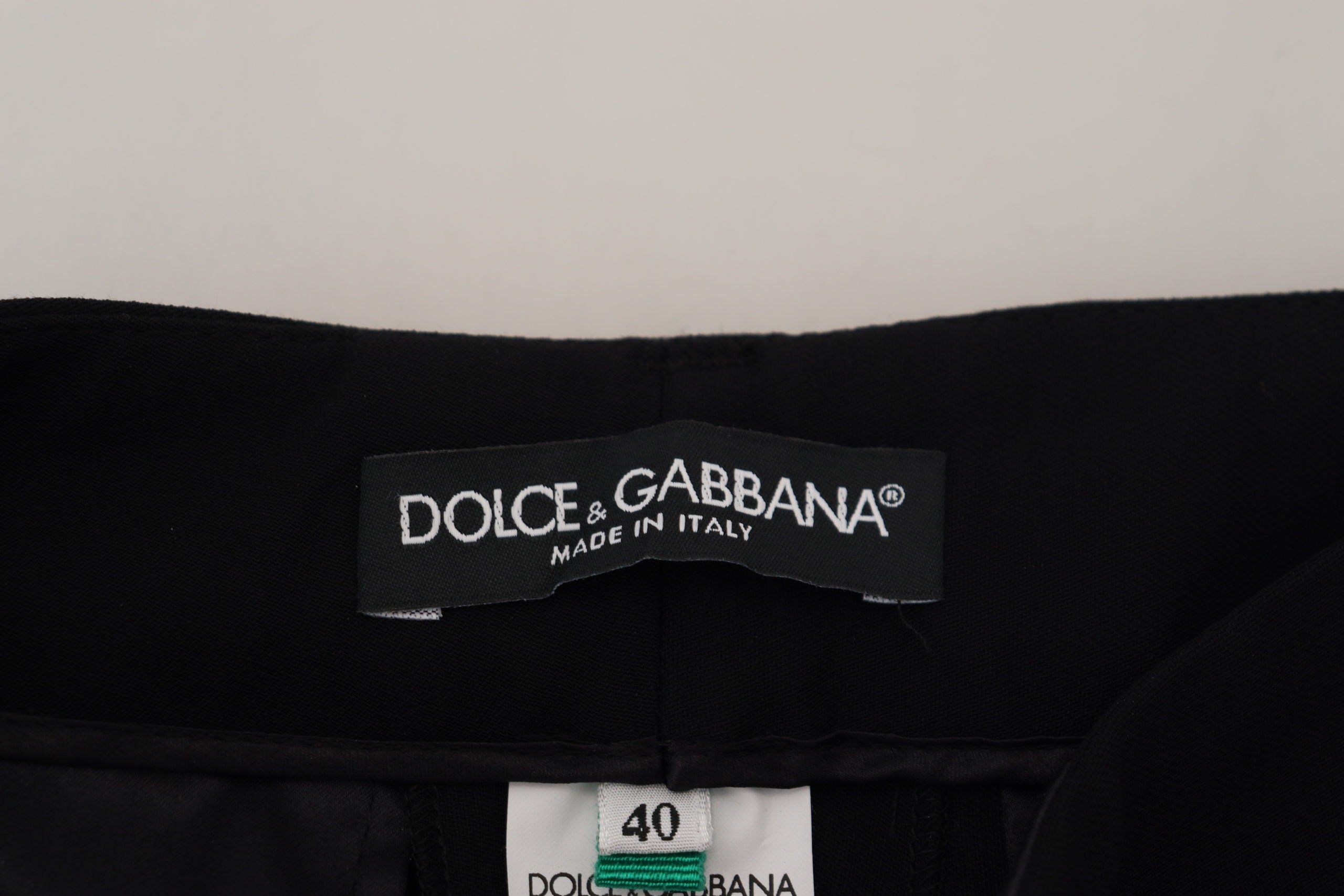 Dolce &amp; Gabbana Pantalon élégant en laine et soie mélangées noires