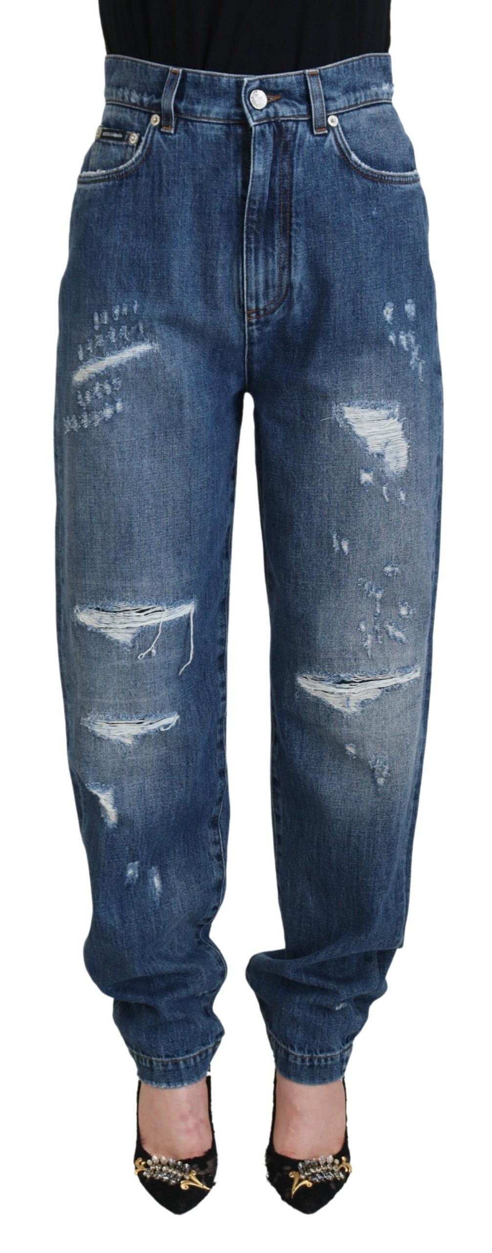 Dolce &amp; Gabbana Jean en denim élégant en lambeaux