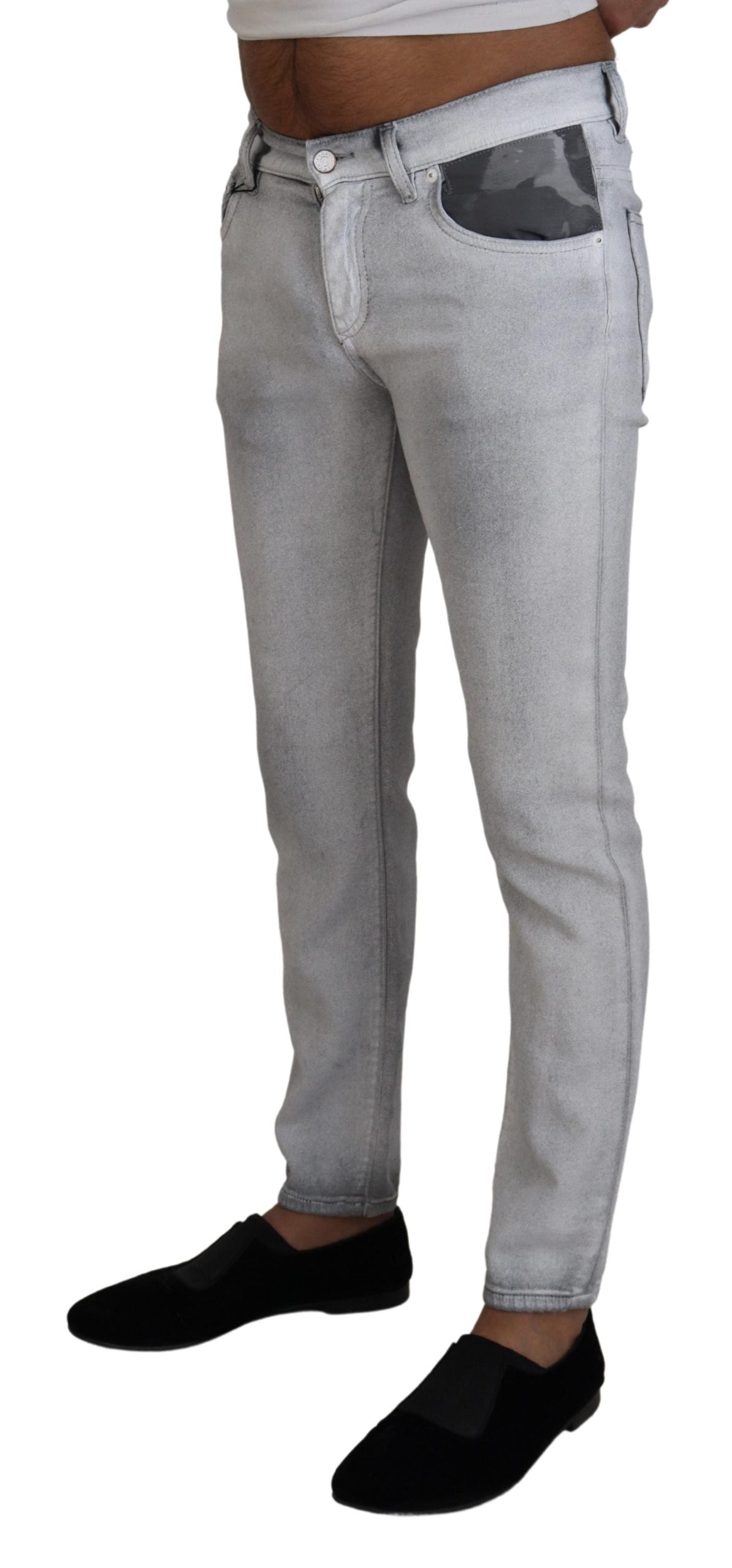 Dolce &amp; Gabbana Pantalon élégant en coton mélangé gris lavé