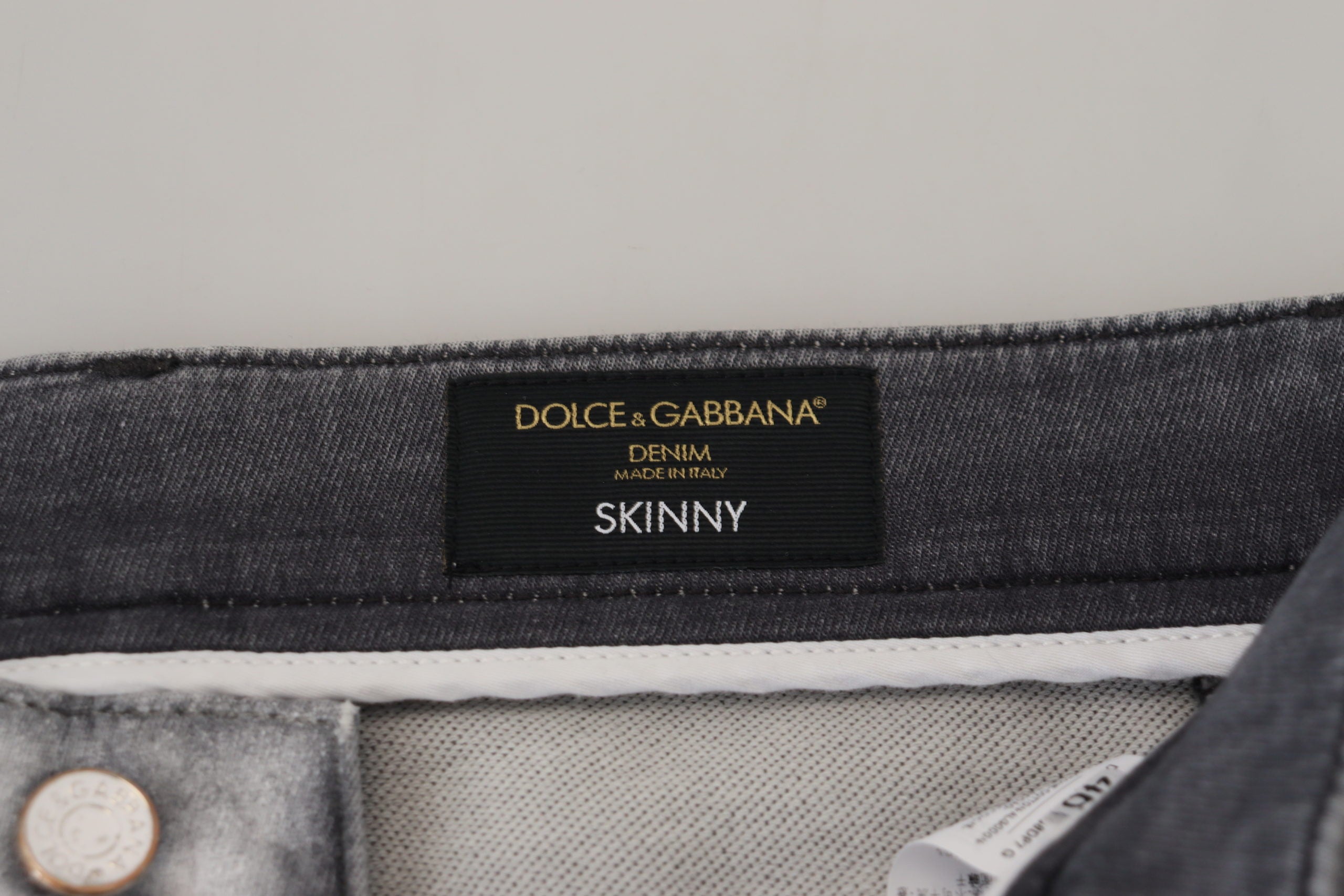 Dolce &amp; Gabbana Pantalon élégant en coton mélangé gris lavé