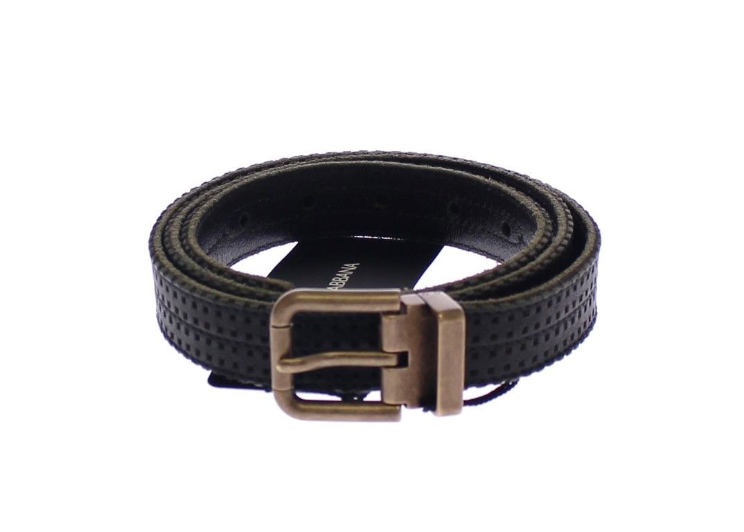 Ceinture pour homme en mélange de cuir et de coton bleu élégant Dolce &amp; Gabbana