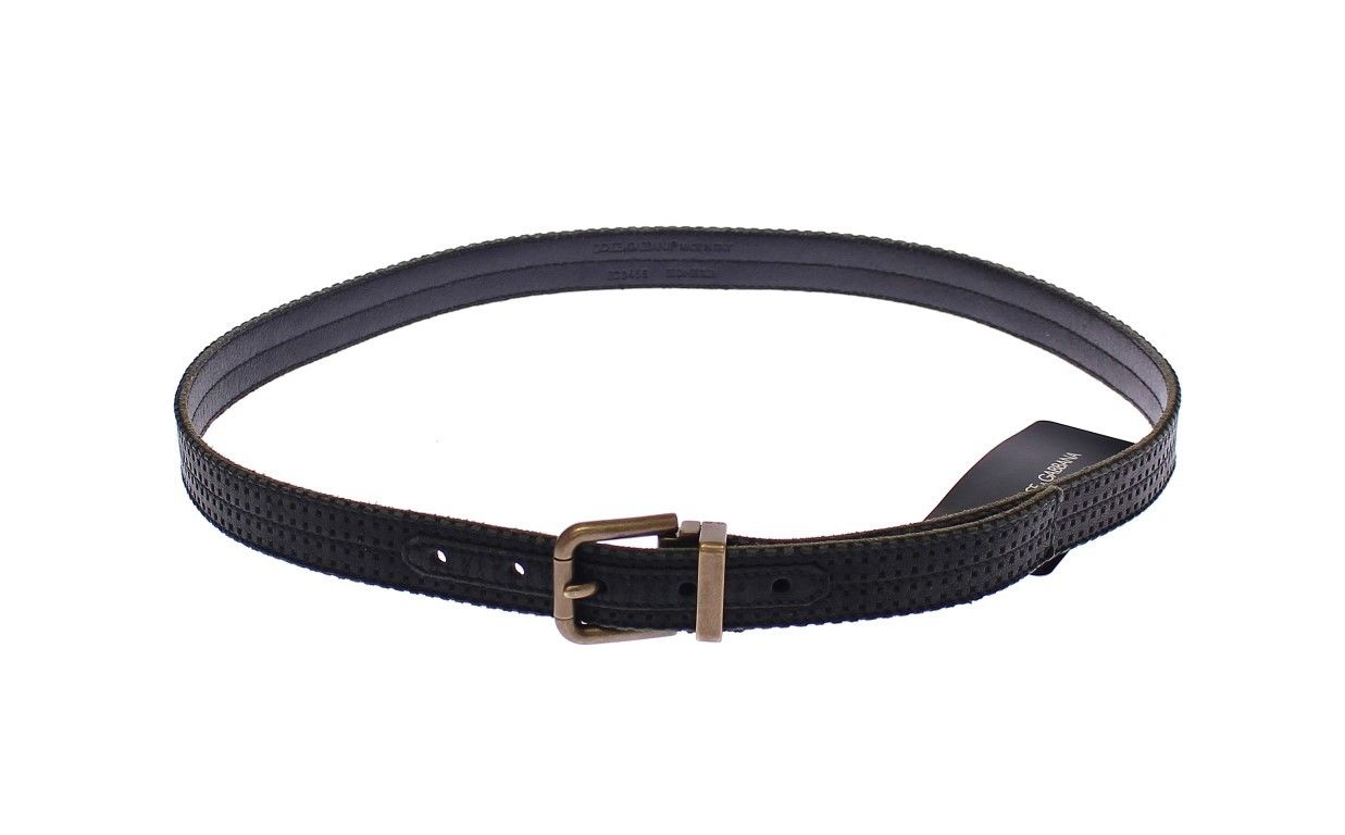 Ceinture pour homme en mélange de cuir et de coton bleu élégant Dolce &amp; Gabbana