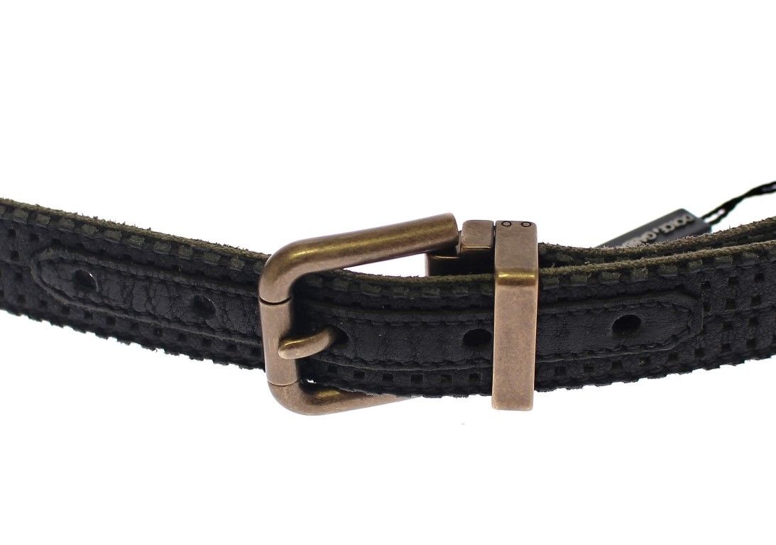 Ceinture pour homme en mélange de cuir et de coton bleu élégant Dolce &amp; Gabbana