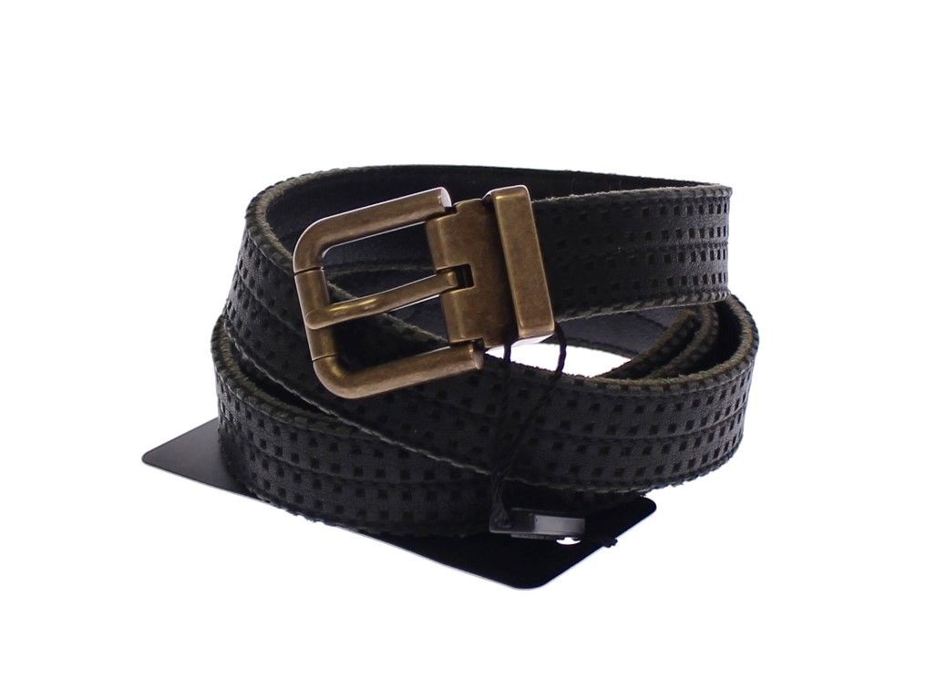 Ceinture pour homme en mélange de cuir et de coton bleu élégant Dolce &amp; Gabbana