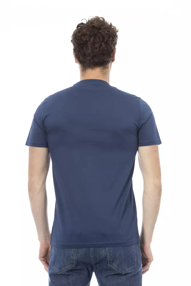 Baldinini Trend Chic T-shirt en coton bleu avec imprimé sur le devant