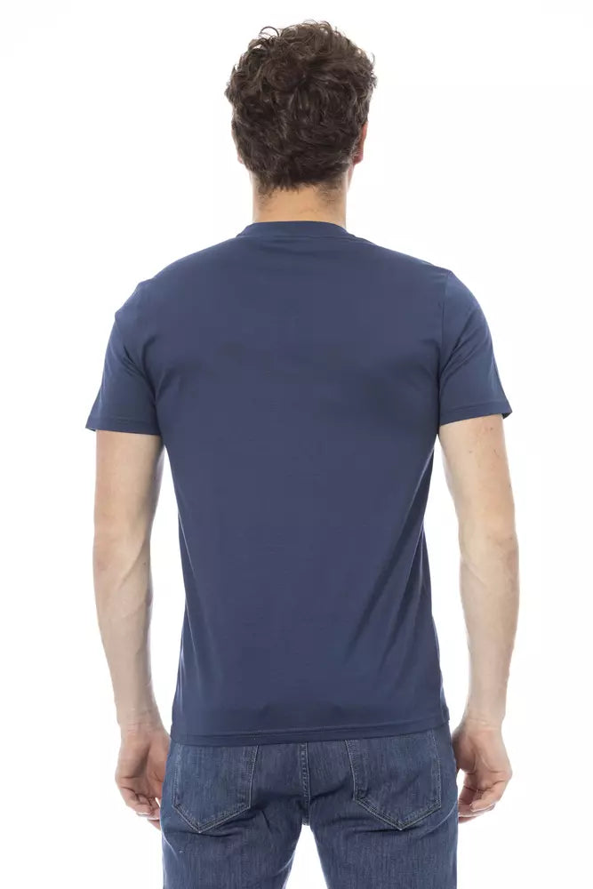 Baldinini Trend T-shirt élégant bleu à manches courtes et col rond