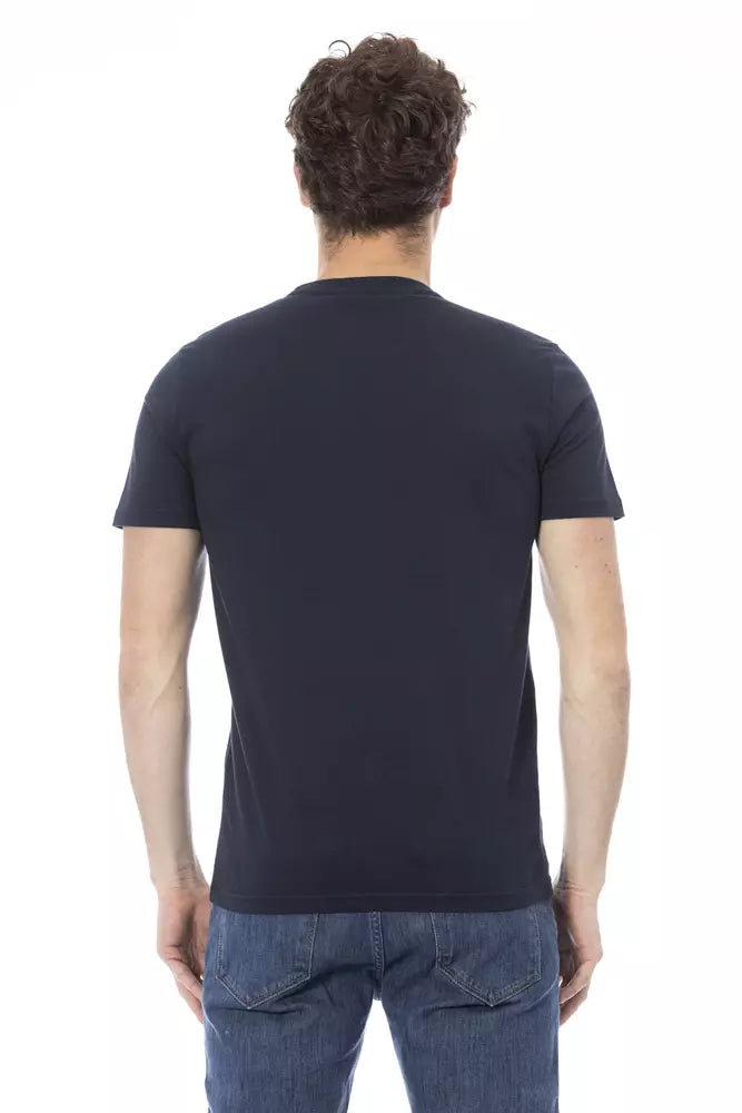 Baldinini Trend Chic T-shirt en coton bleu avec imprimé sur le devant